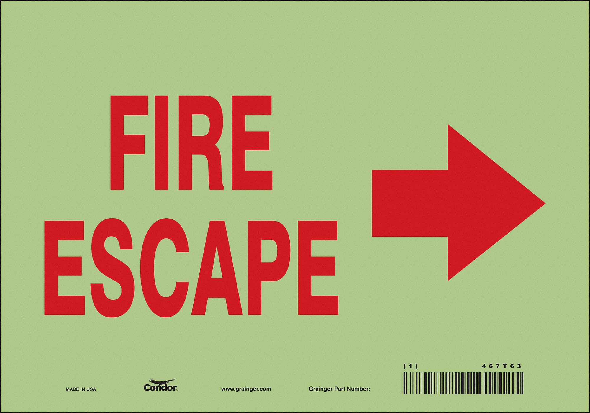 Safety Sign: Glow Vinyl, Adhesive Sign Mounting, 7 in x 10 in Nominal Sign Size, Not Retroreflective