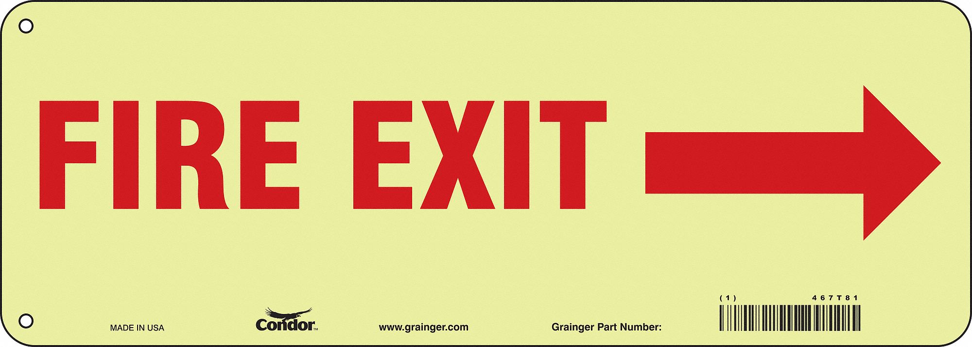 Safety Sign, 5 in x 14 in, Glow Vinyl