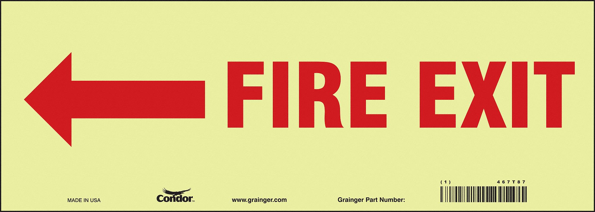 Safety Sign, 5 in x 14 in, Glow Vinyl