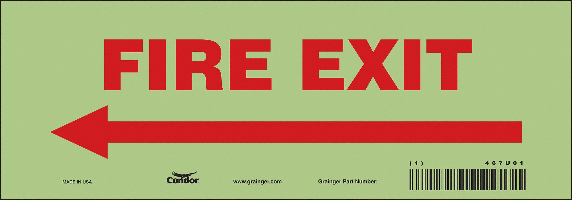 Safety Sign, 3 1/2 in x 10 in, Glow Vinyl