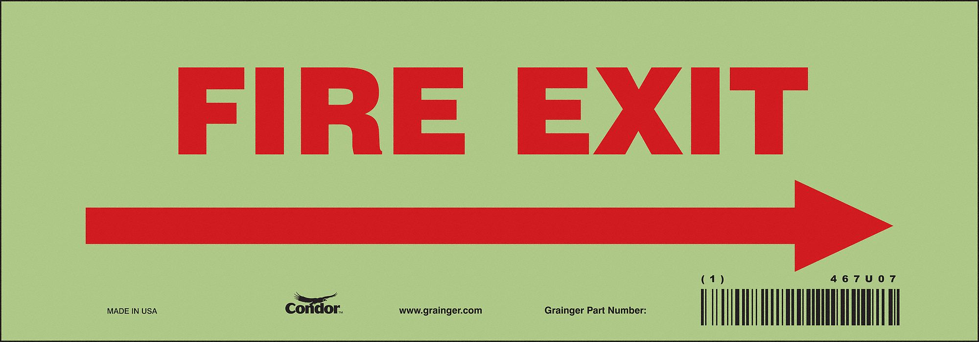 Safety Sign, 3 1/2 in x 10 in, Glow Vinyl