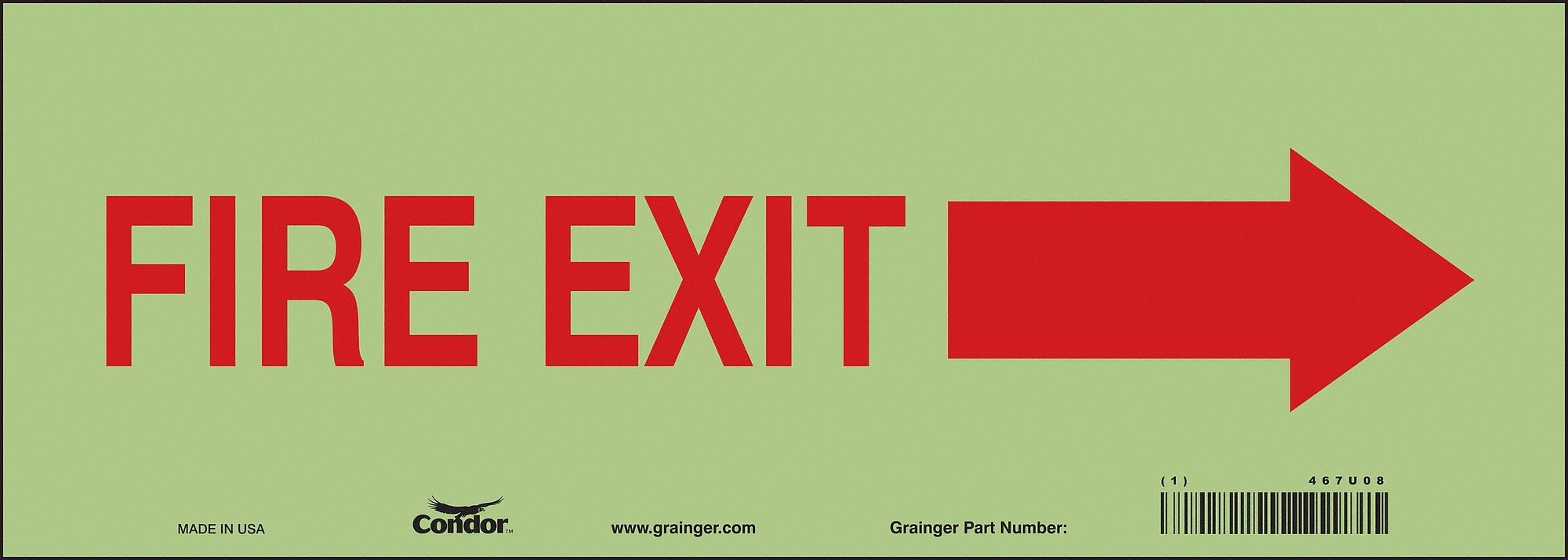 Safety Sign, 5 in x 14 in, Glow Vinyl