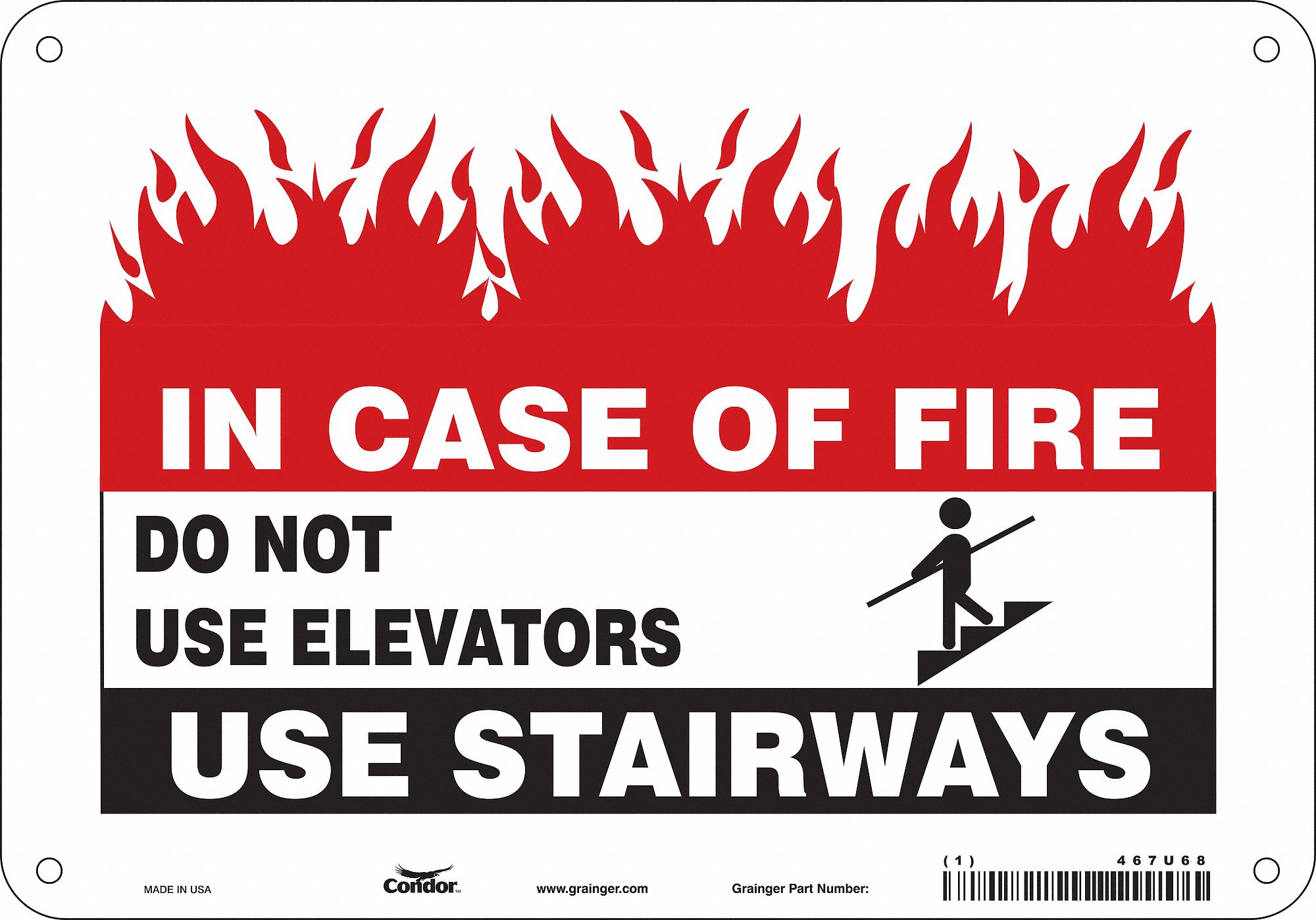 Safety Sign: Polyethylene, Mounting Holes Sign Mounting, 7 in x 10 in Nominal Sign Size