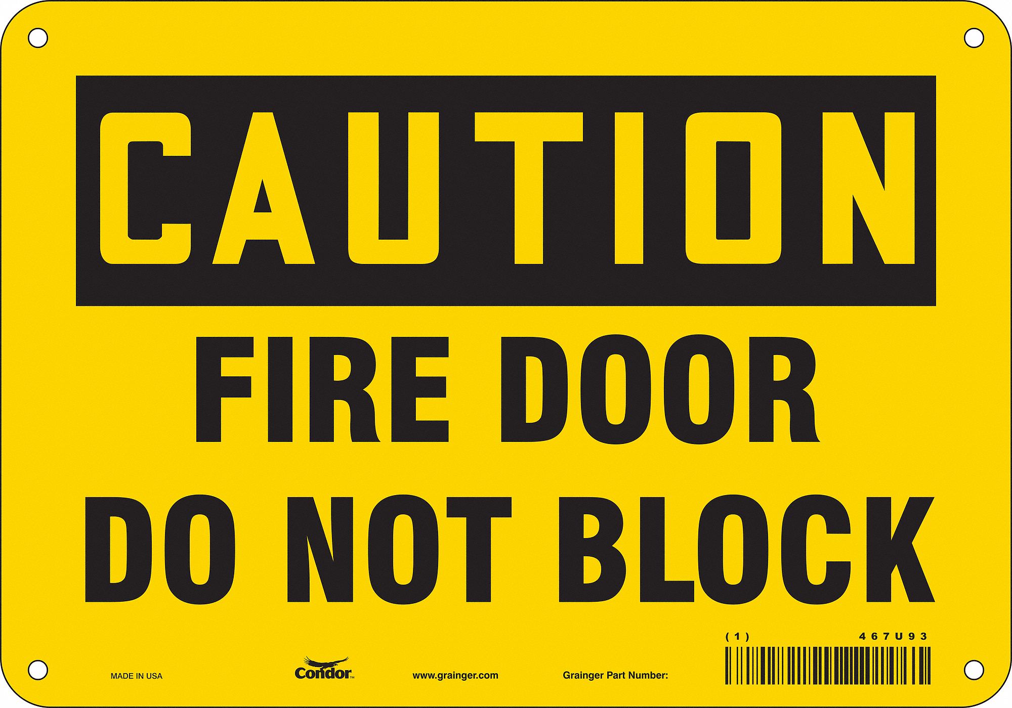 CONDOR Safety Sign Emergency Exit, Fire Door Do Not Block, Sign Header