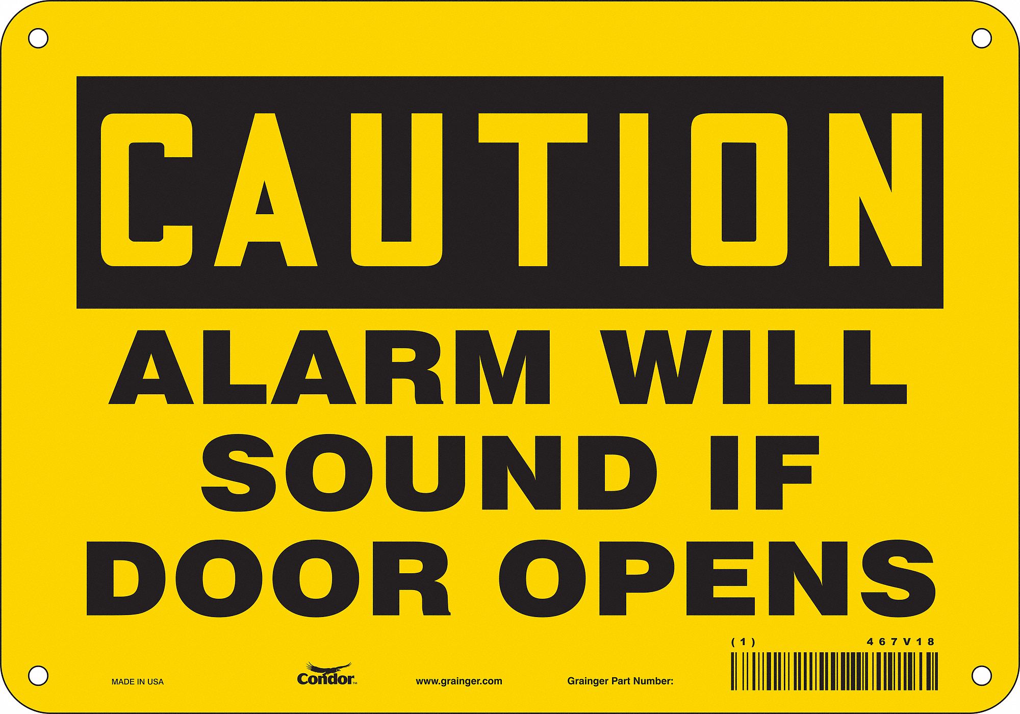 Safety Sign: Aluminum, Mounting Holes Sign Mounting, 7 in x 10 in Nominal Sign Size, 0.032 in Thick