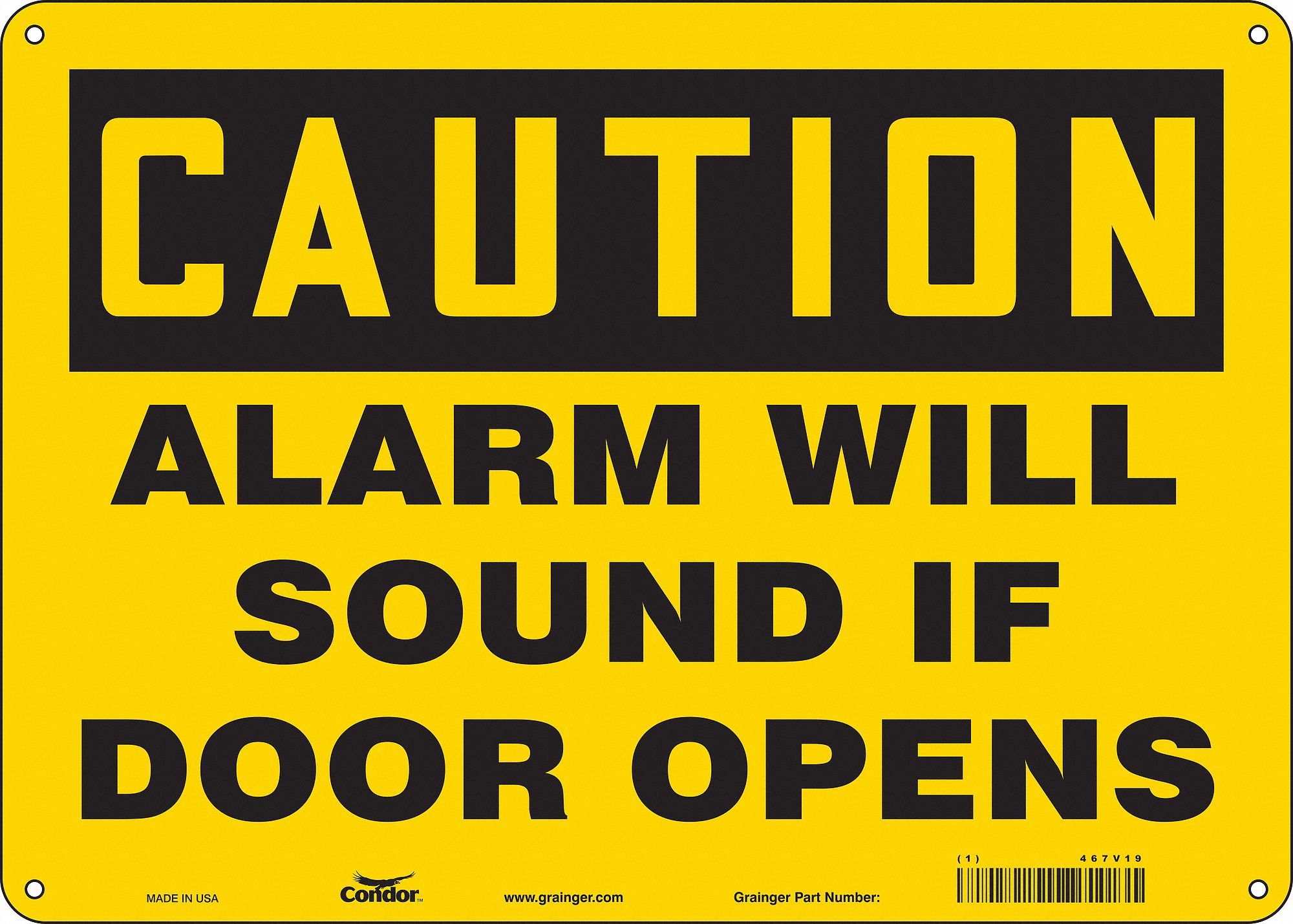 Safety Sign: Aluminum, Mounting Holes Sign Mounting, 10 in x 14 in Nominal Sign Size, 0.032 in Thick