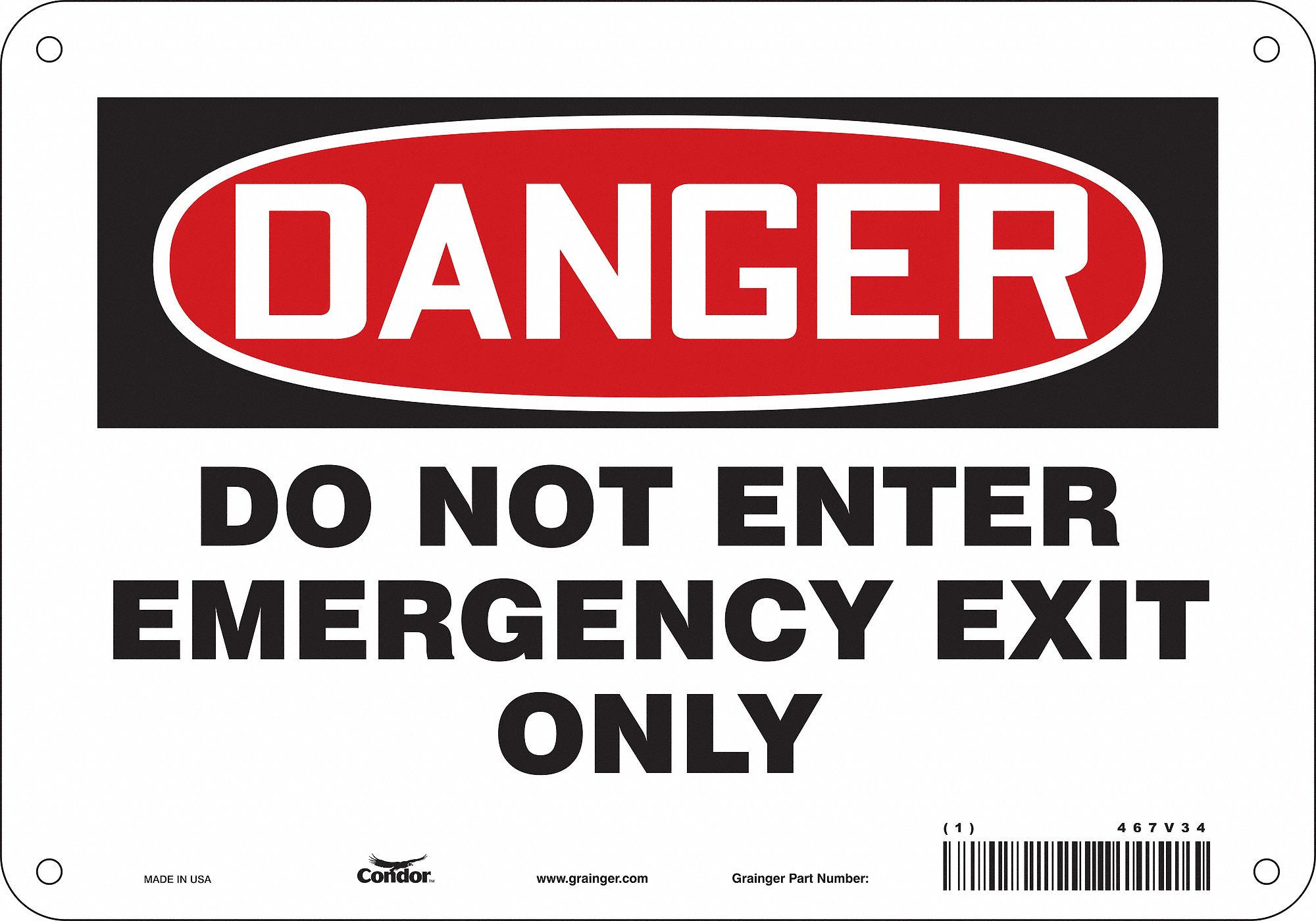 Safety Sign: Aluminum, Mounting Holes Sign Mounting, 7 in x 10 in Nominal Sign Size, 0.032 in Thick