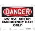 Danger: Do Not Enter Emergency Exit Only Signs