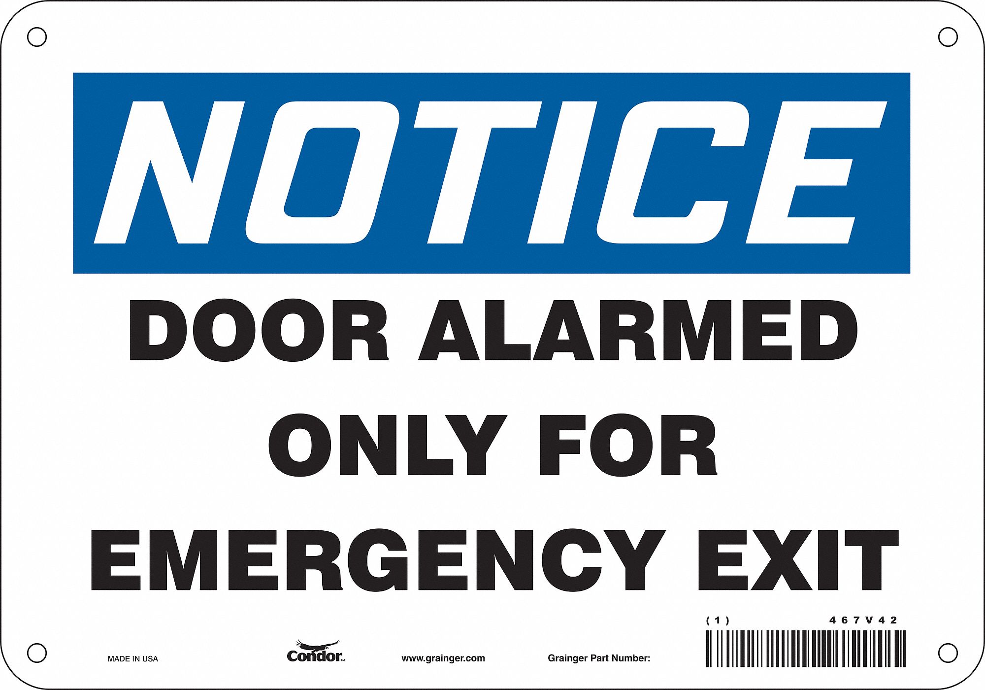 Safety Sign: Aluminum, Mounting Holes Sign Mounting, 7 in x 10 in Nominal Sign Size, 0.032 in Thick