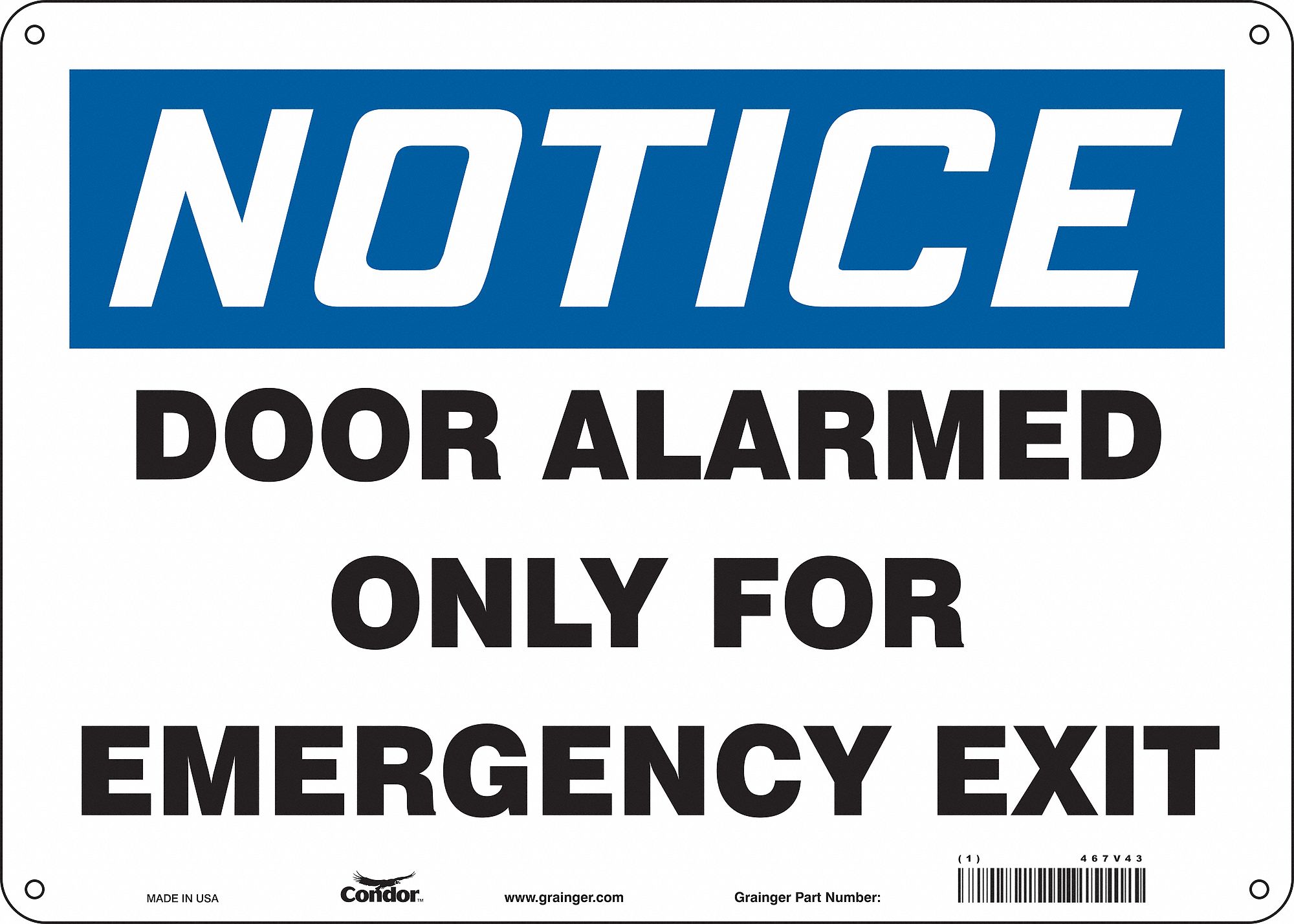 Safety Sign: Aluminum, Mounting Holes Sign Mounting, 10 in x 14 in Nominal Sign Size, 0.032 in Thick