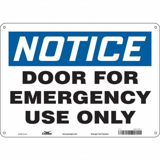 CONDOR Safety Sign Emergency Exit, Sign Format Traditional OSHA, Door ...