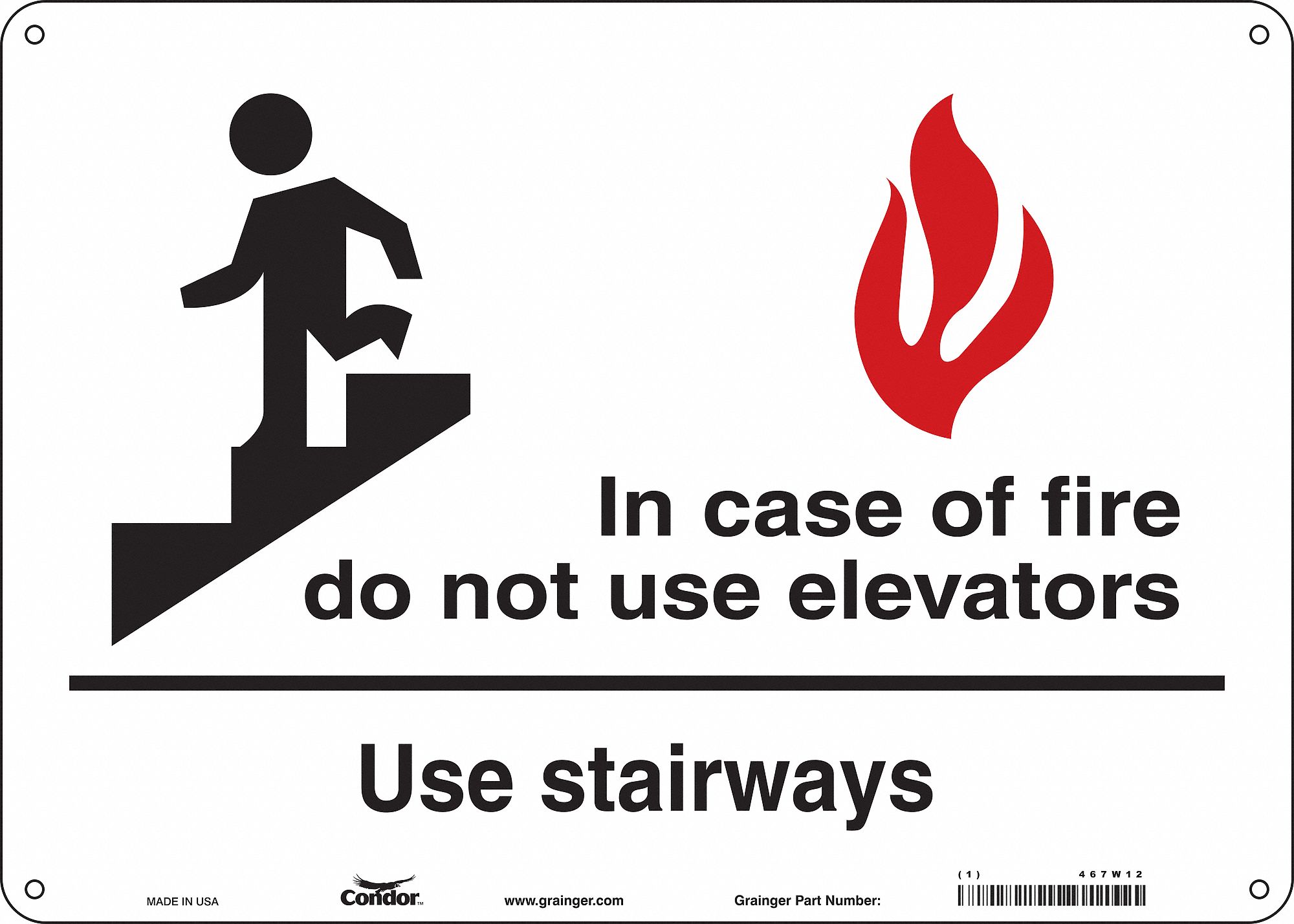 Safety Sign, 10 in x 14 in, Fiberglass