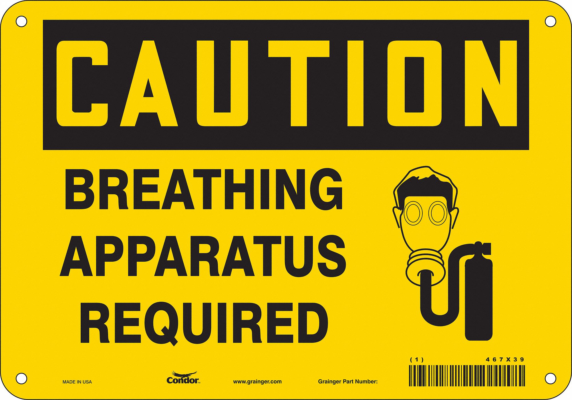 Safety Sign: Aluminum, Mounting Holes Sign Mounting, 7 in x 10 in Nominal Sign Size, 0.032 in Thick