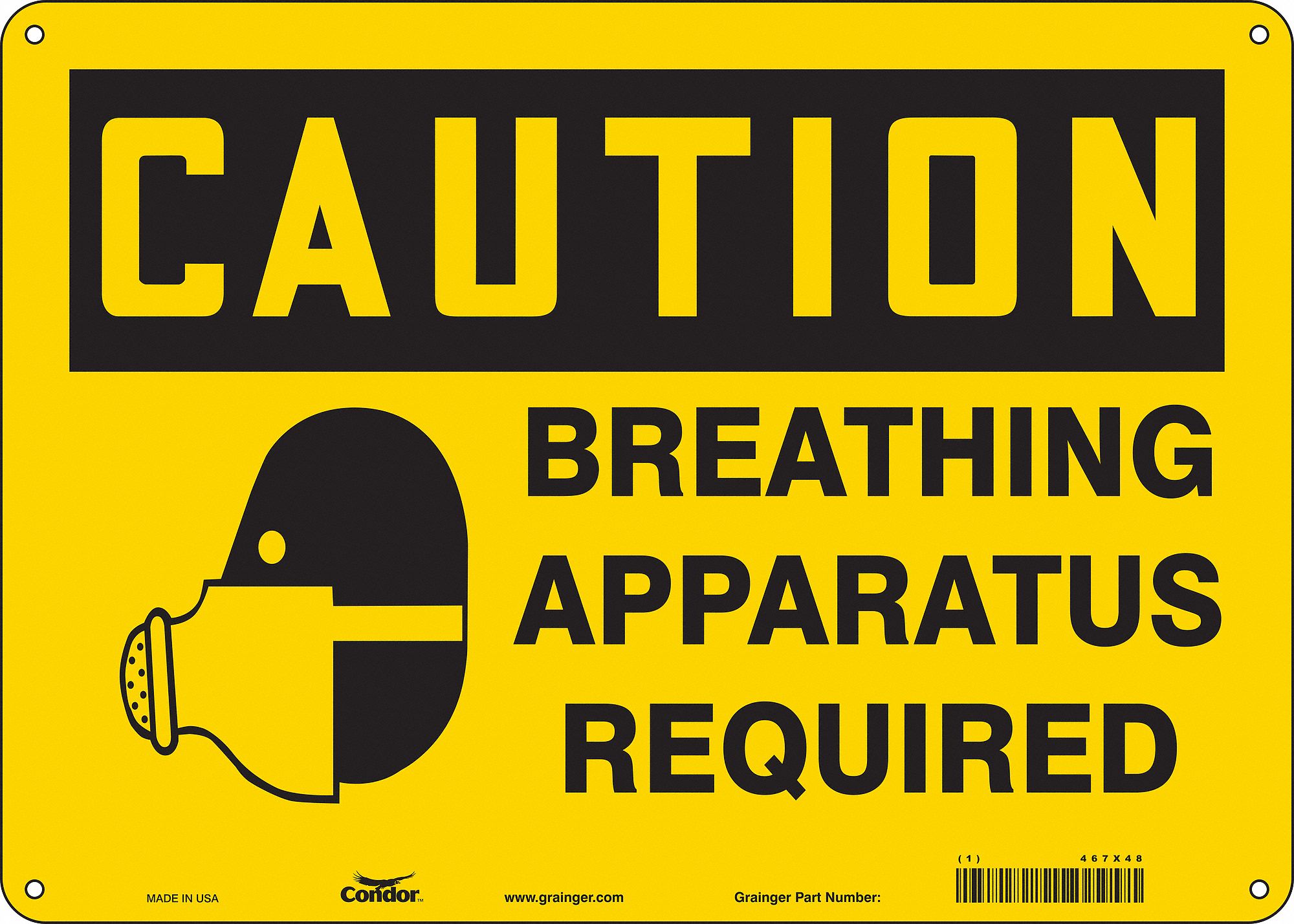 Safety Sign: Aluminum, Mounting Holes Sign Mounting, 10 in x 14 in Nominal Sign Size, 0.032 in Thick