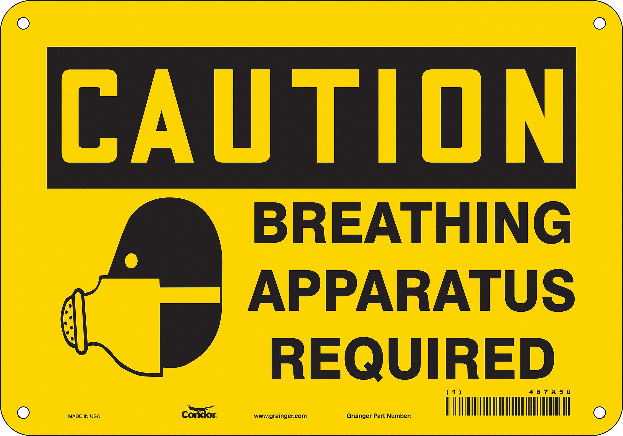 Safety Sign: Polyethylene, Mounting Holes Sign Mounting, 10 in x 14 in Nominal Sign Size, Caution