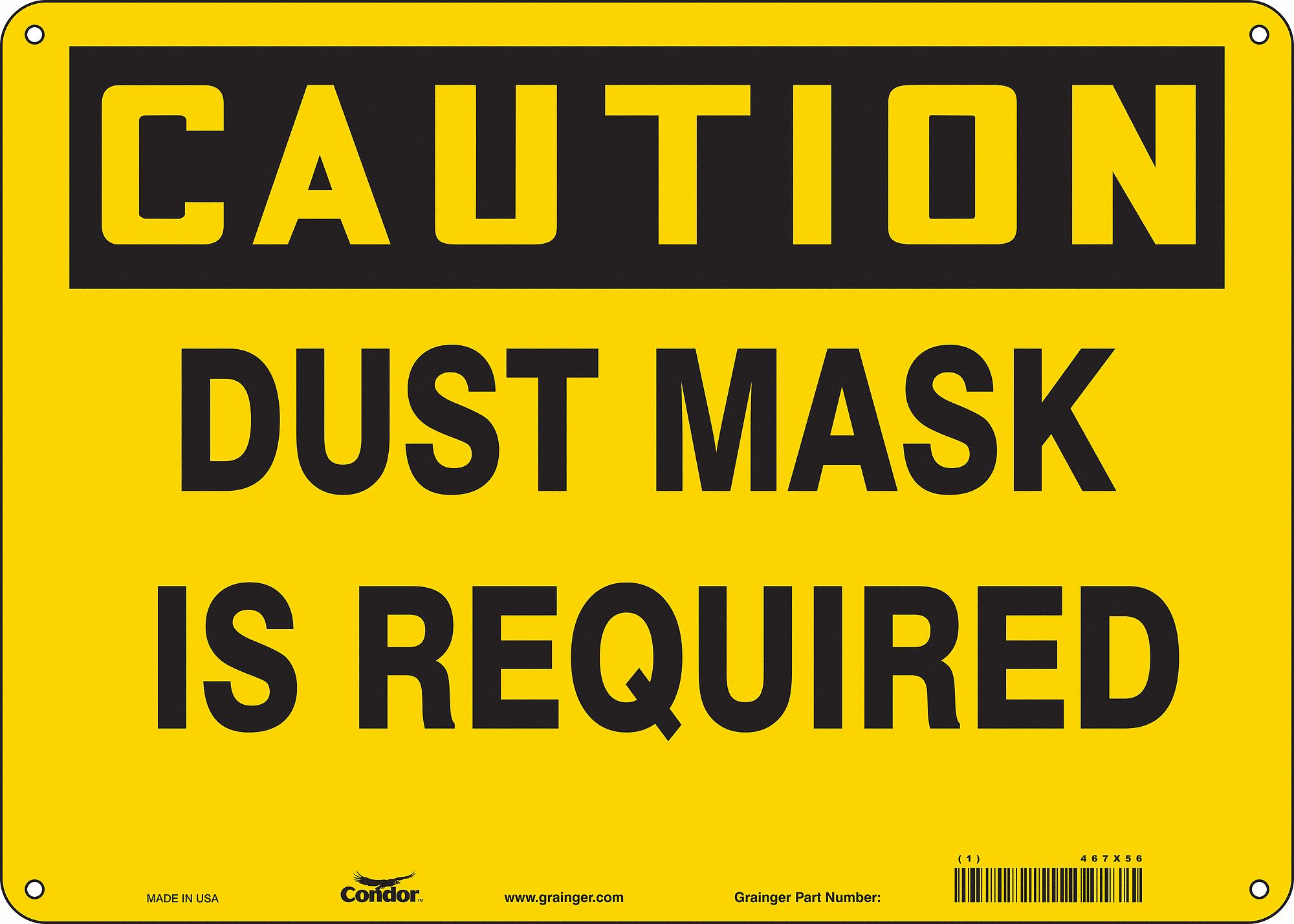 Safety Sign: Aluminum, Mounting Holes Sign Mounting, 10 in x 14 in Nominal Sign Size, 0.032 in Thick