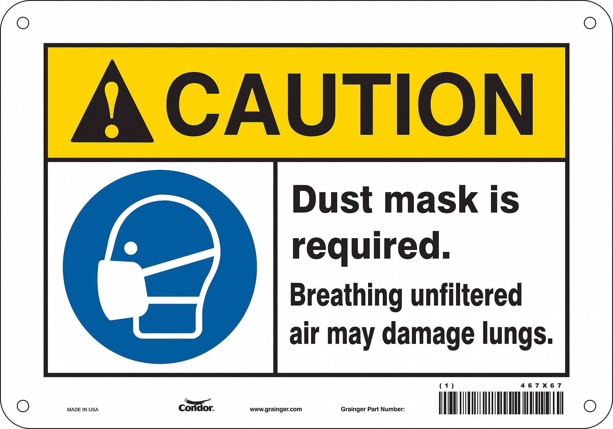 Safety Sign: Vinyl, Adhesive Sign Mounting, 7 in x 10 in Nominal Sign Size, Not Retroreflective