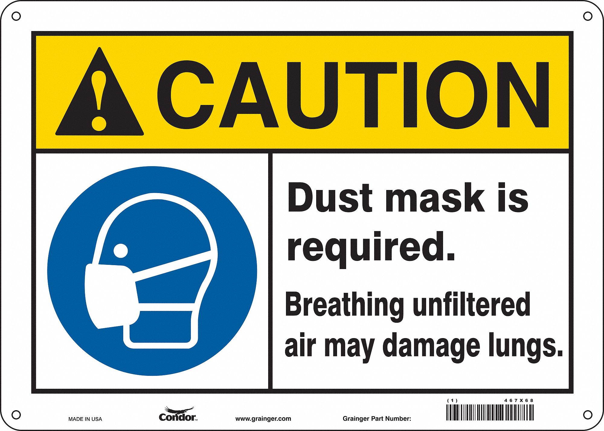 Safety Sign: Vinyl, Adhesive Sign Mounting, 10 in x 14 in Nominal Sign Size, Not Retroreflective