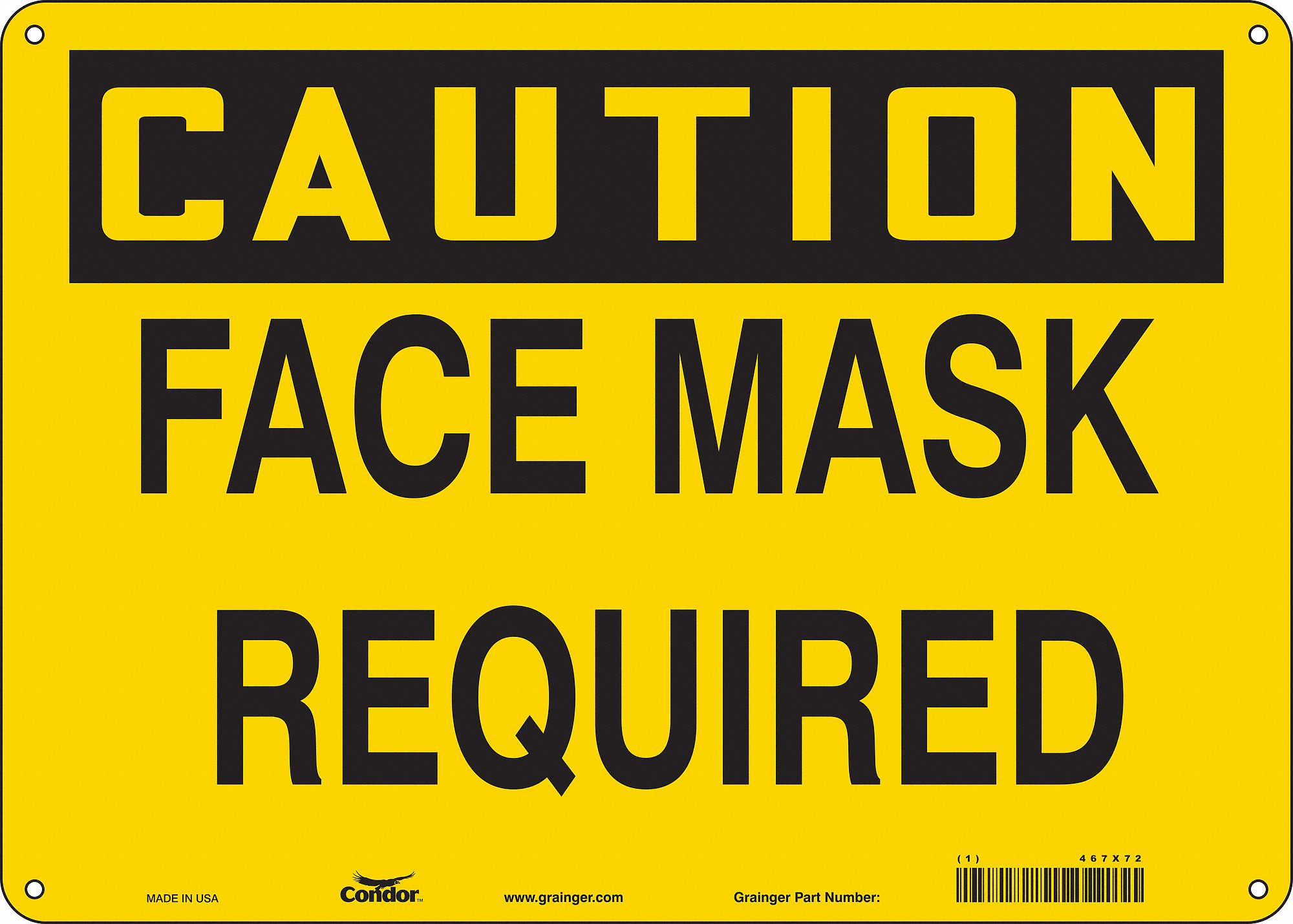 Safety Sign: Polyethylene, Mounting Holes Sign Mounting, 10 in x 14 in Nominal Sign Size, Caution