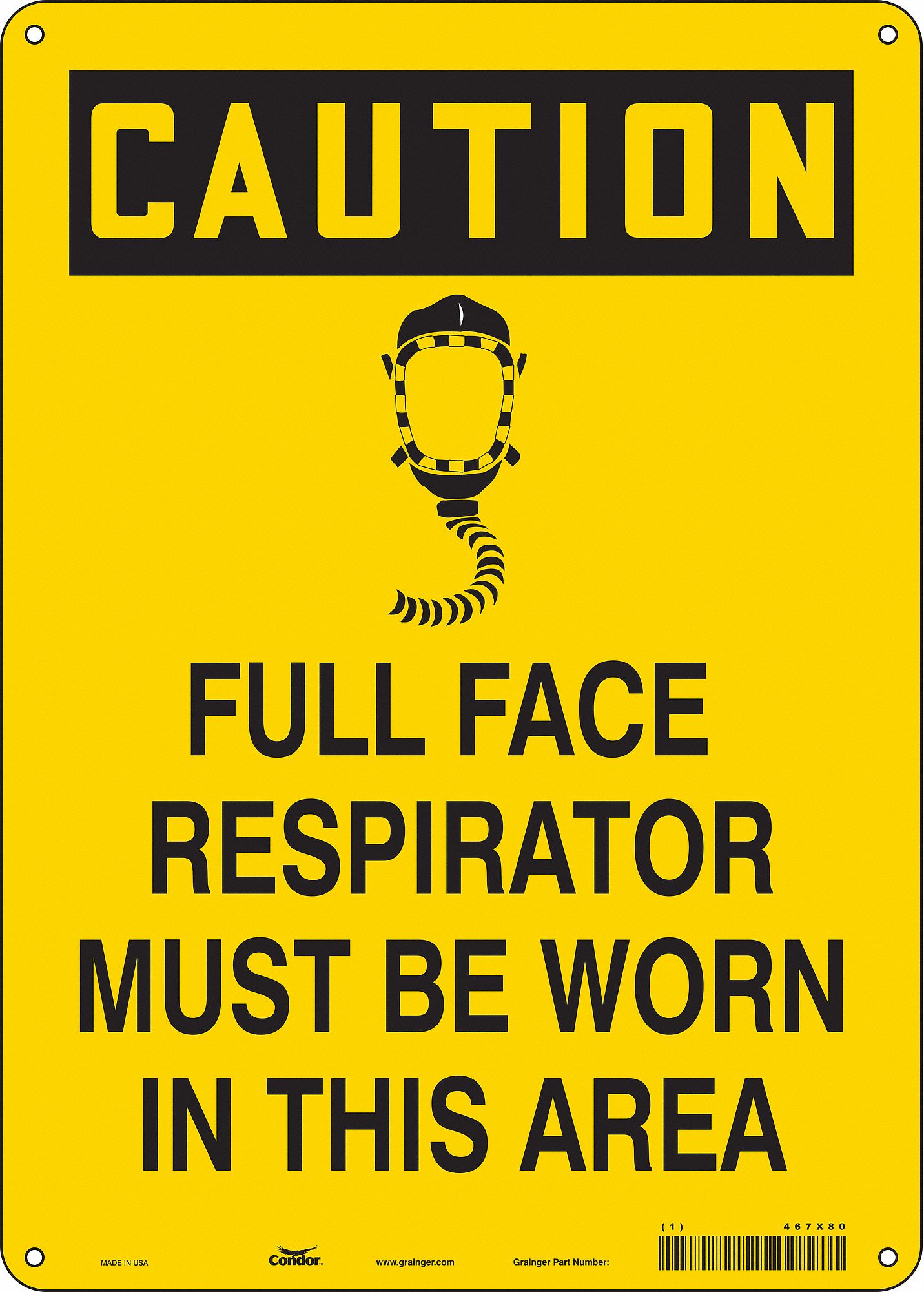 Safety Sign: Polyethylene, Mounting Holes Sign Mounting, 14 in x 10 in Nominal Sign Size, Caution