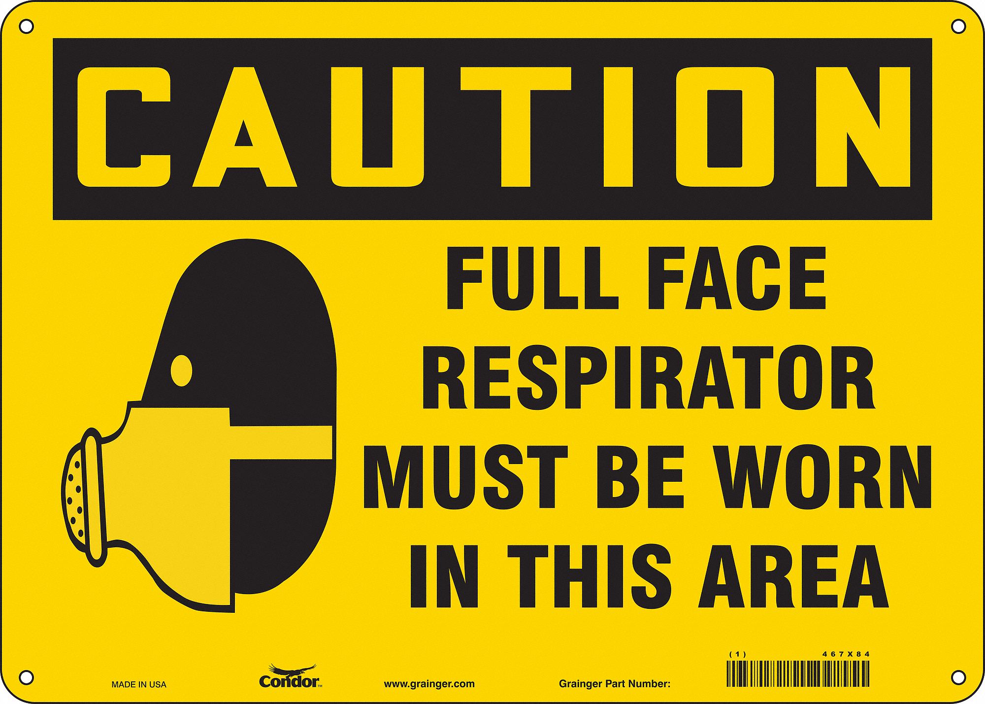 Safety Sign: Aluminum, Mounting Holes Sign Mounting, 10 in x 14 in Nominal Sign Size, 0.032 in Thick
