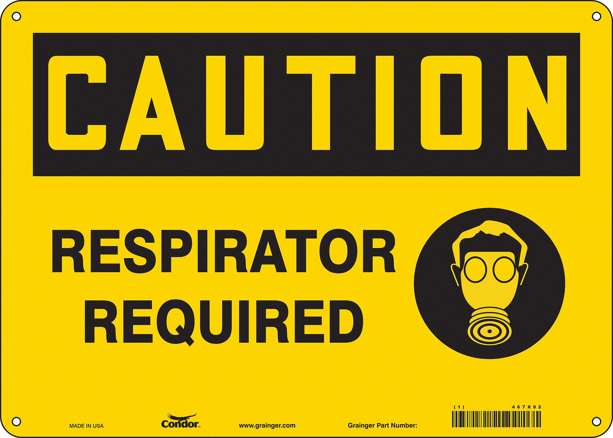 Safety Sign: Aluminum, Mounting Holes Sign Mounting, 10 in x 14 in Nominal Sign Size, 0.032 in Thick
