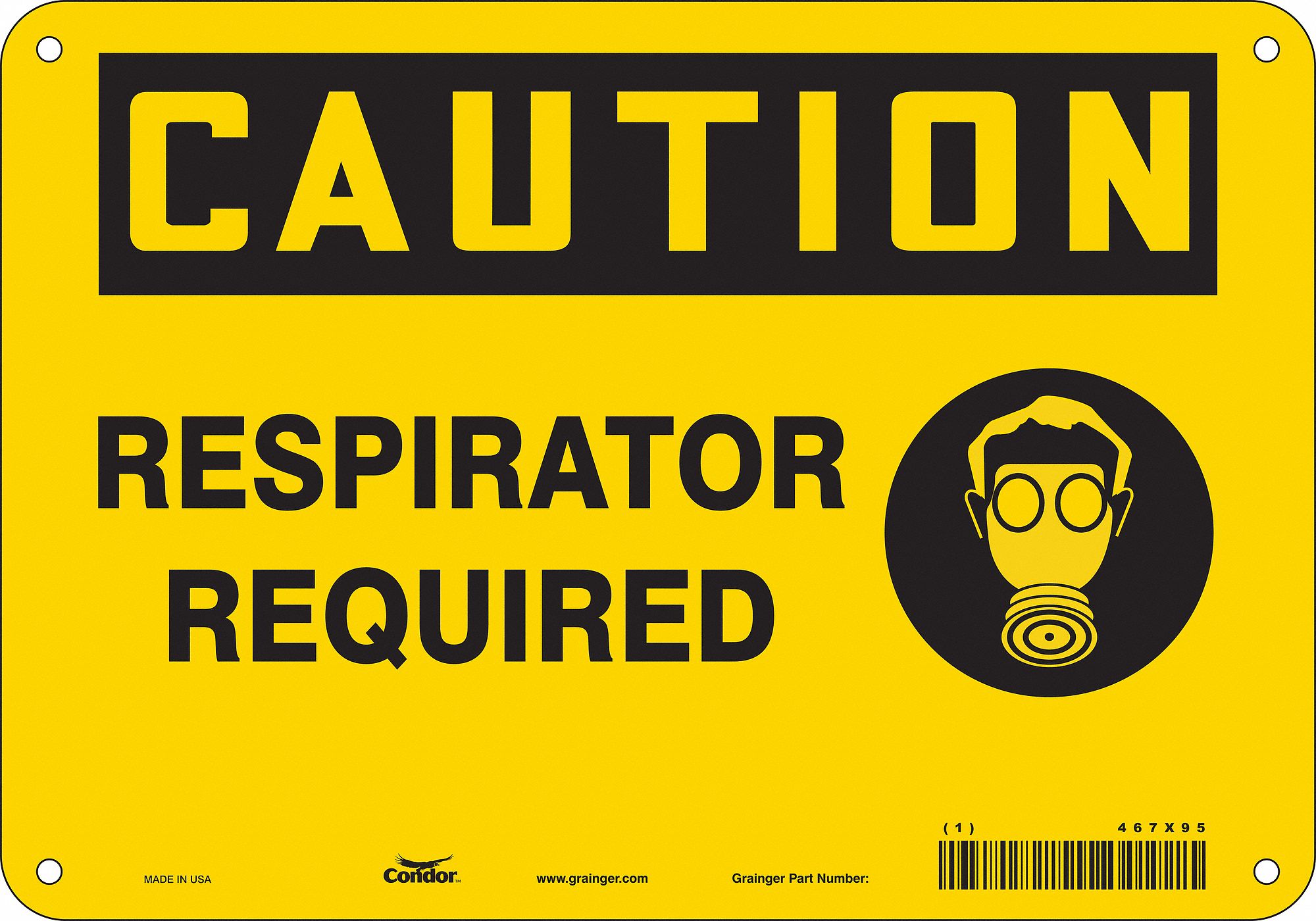 Safety Sign: Polyethylene, Mounting Holes Sign Mounting, 7 in x 10 in Nominal Sign Size, Caution