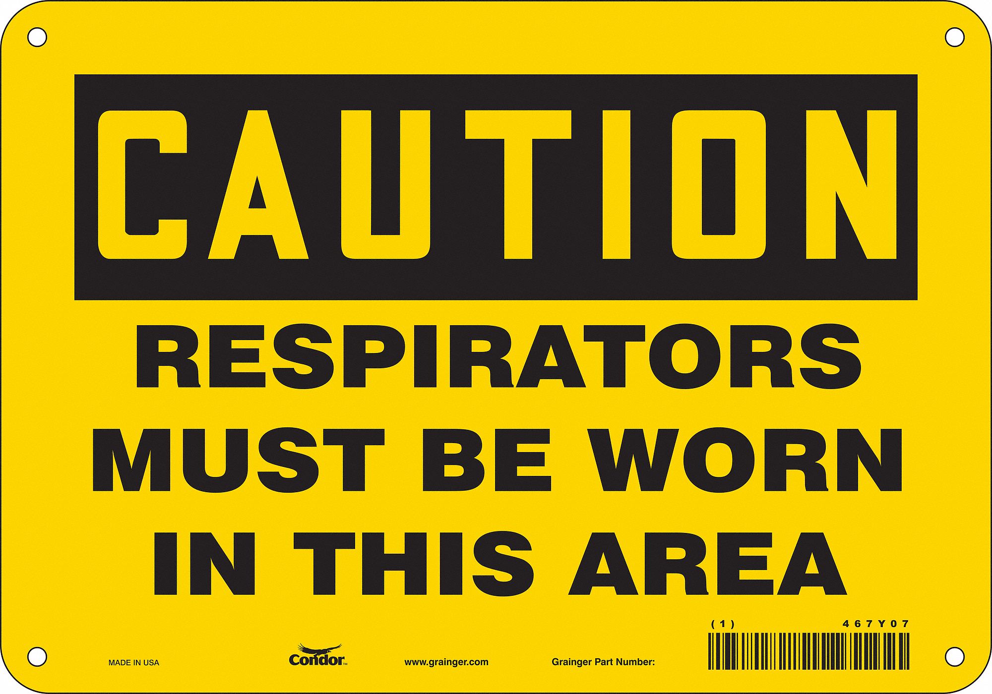 Safety Sign: Aluminum, Mounting Holes Sign Mounting, 7 in x 10 in Nominal Sign Size, 0.032 in Thick