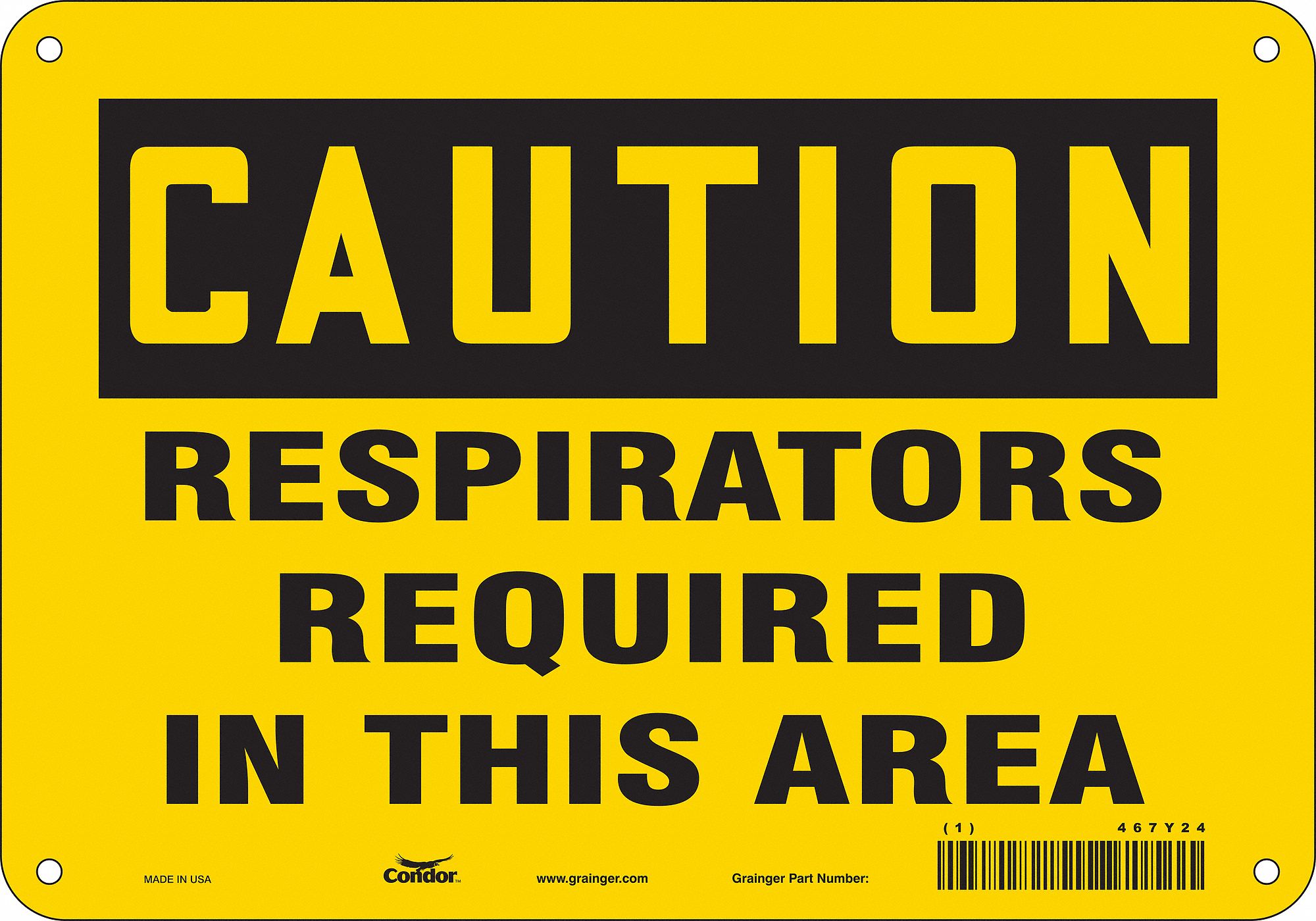 Safety Sign: Aluminum, Mounting Holes Sign Mounting, 7 in x 10 in Nominal Sign Size, 0.032 in Thick