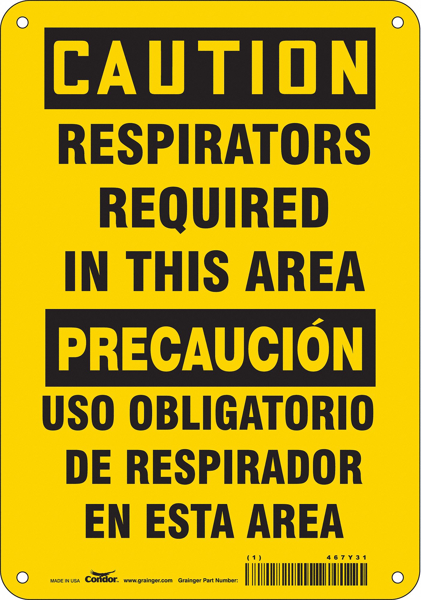 Safety Sign: Aluminum, Mounting Holes Sign Mounting, 10 in x 7 in Nominal Sign Size, 0.032 in Thick
