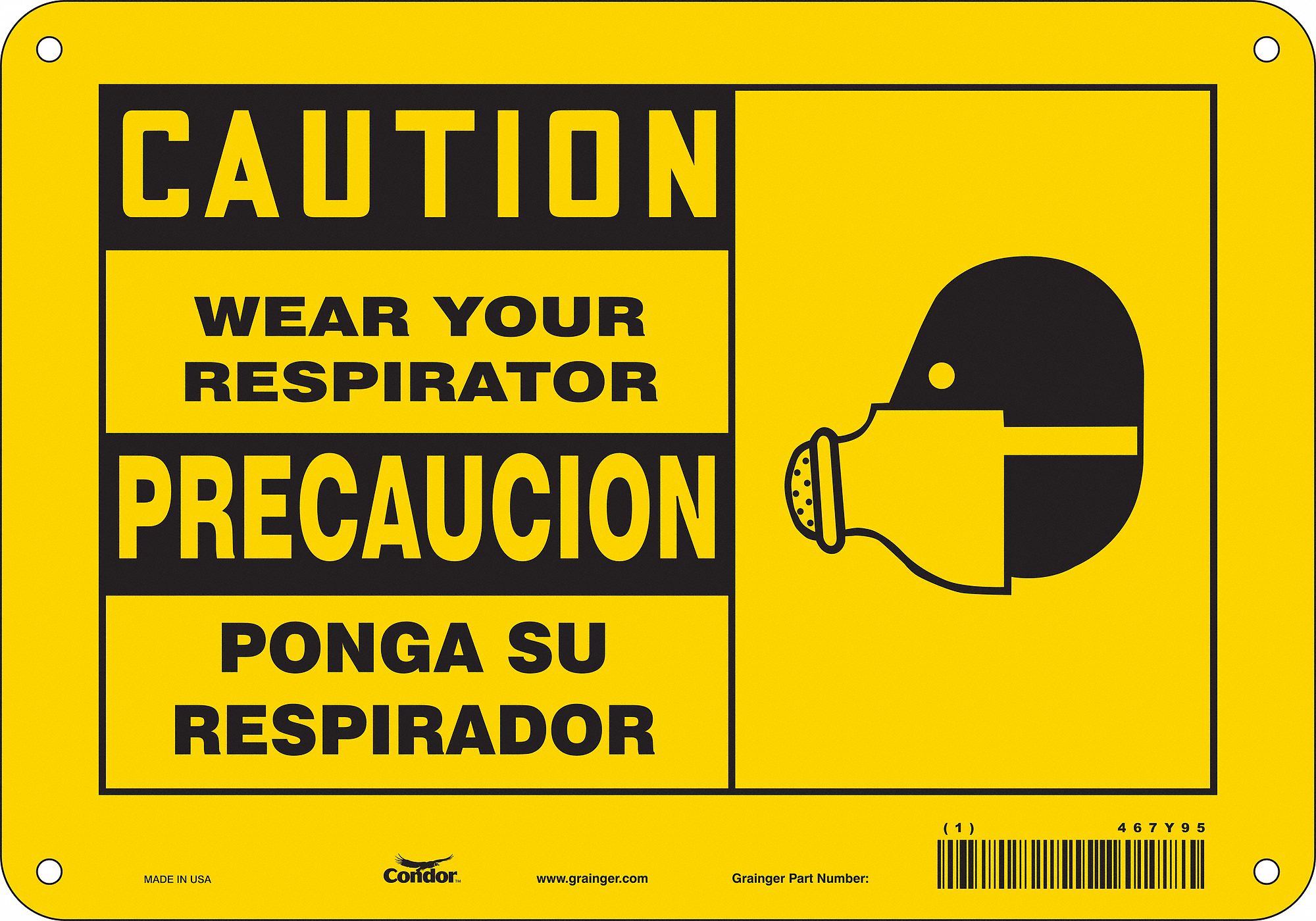 Safety Sign: Aluminum, Mounting Holes Sign Mounting, 7 in x 10 in Nominal Sign Size, 0.032 in Thick
