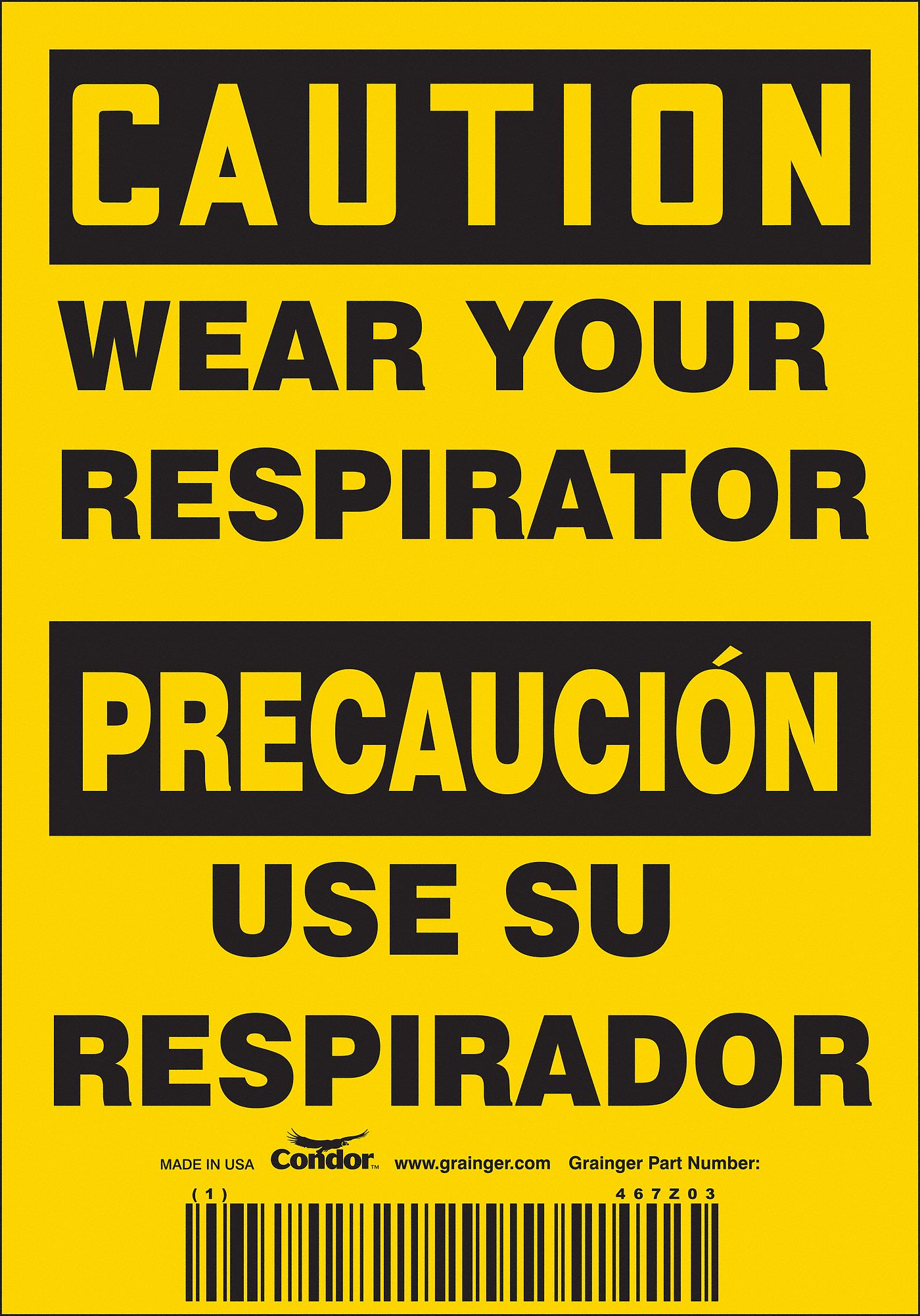 Safety Sign: Vinyl, Adhesive Sign Mounting, 5 in x 3 1/2 in Nominal Sign Size, 0.02 in Thick, 5 PK