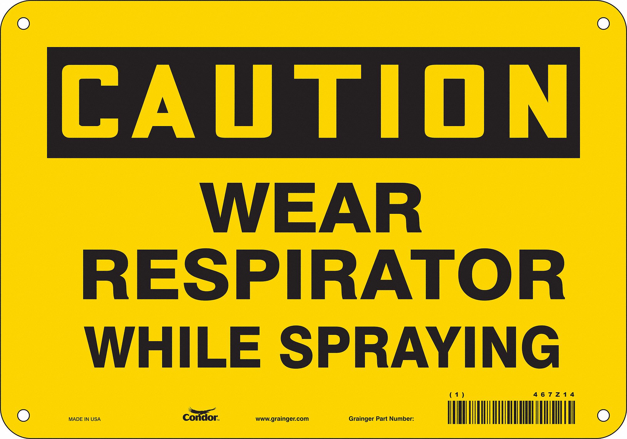 Safety Sign: Polyethylene, Mounting Holes Sign Mounting, 7 in x 10 in Nominal Sign Size, Caution