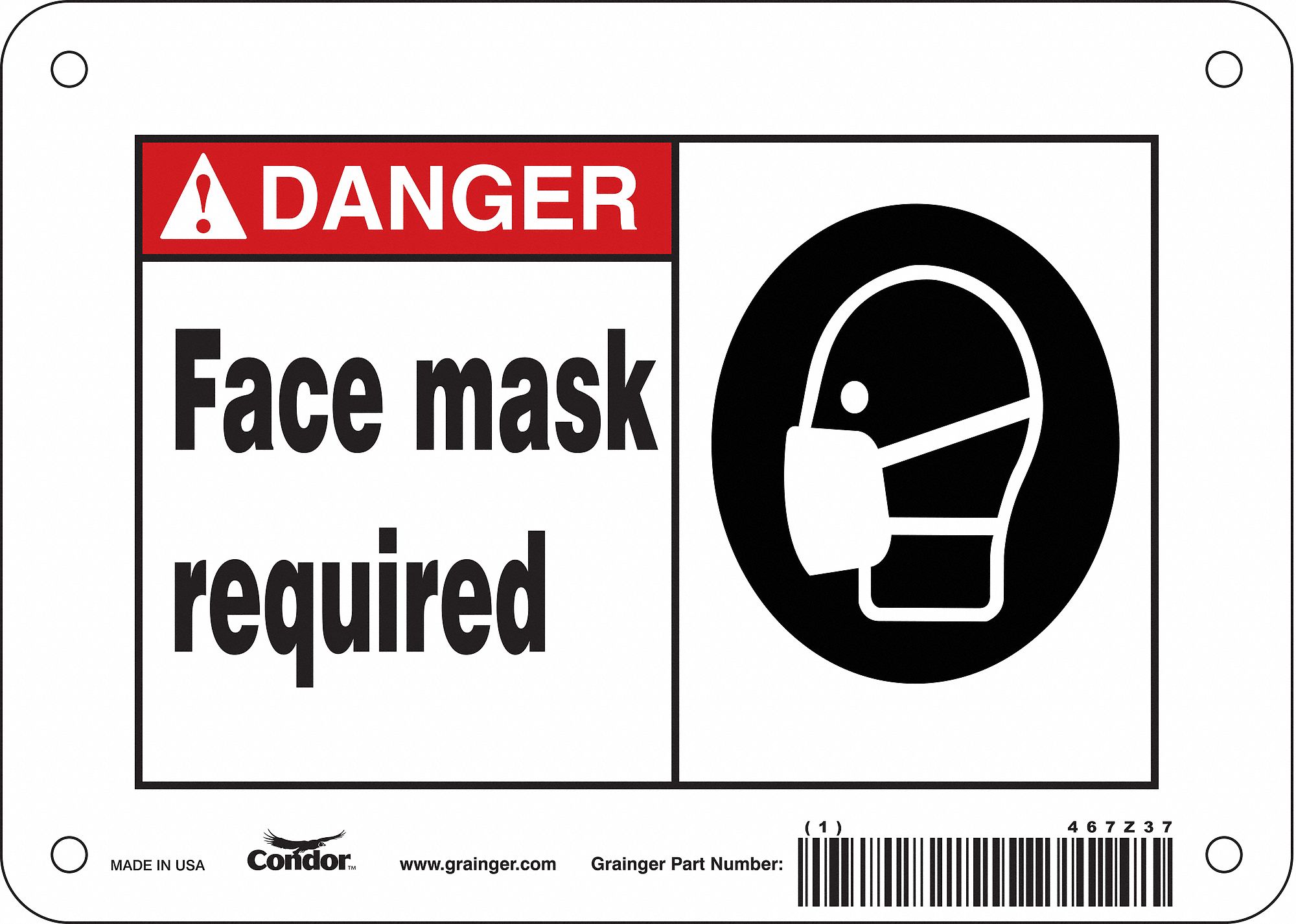 Safety Sign, 5 in x 7 in, Polyethylene