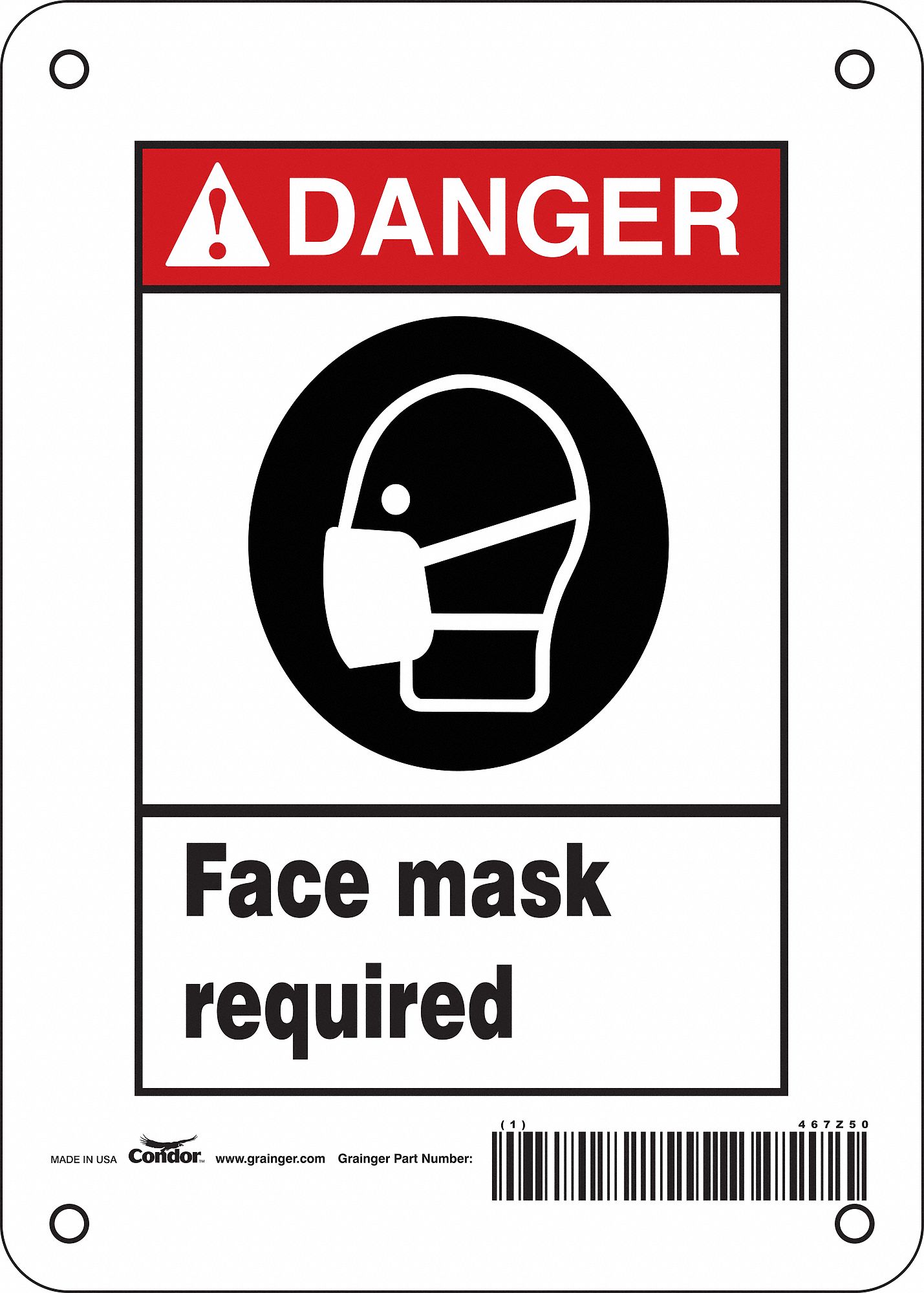 Safety Sign, 7 in x 5 in, Polyethylene