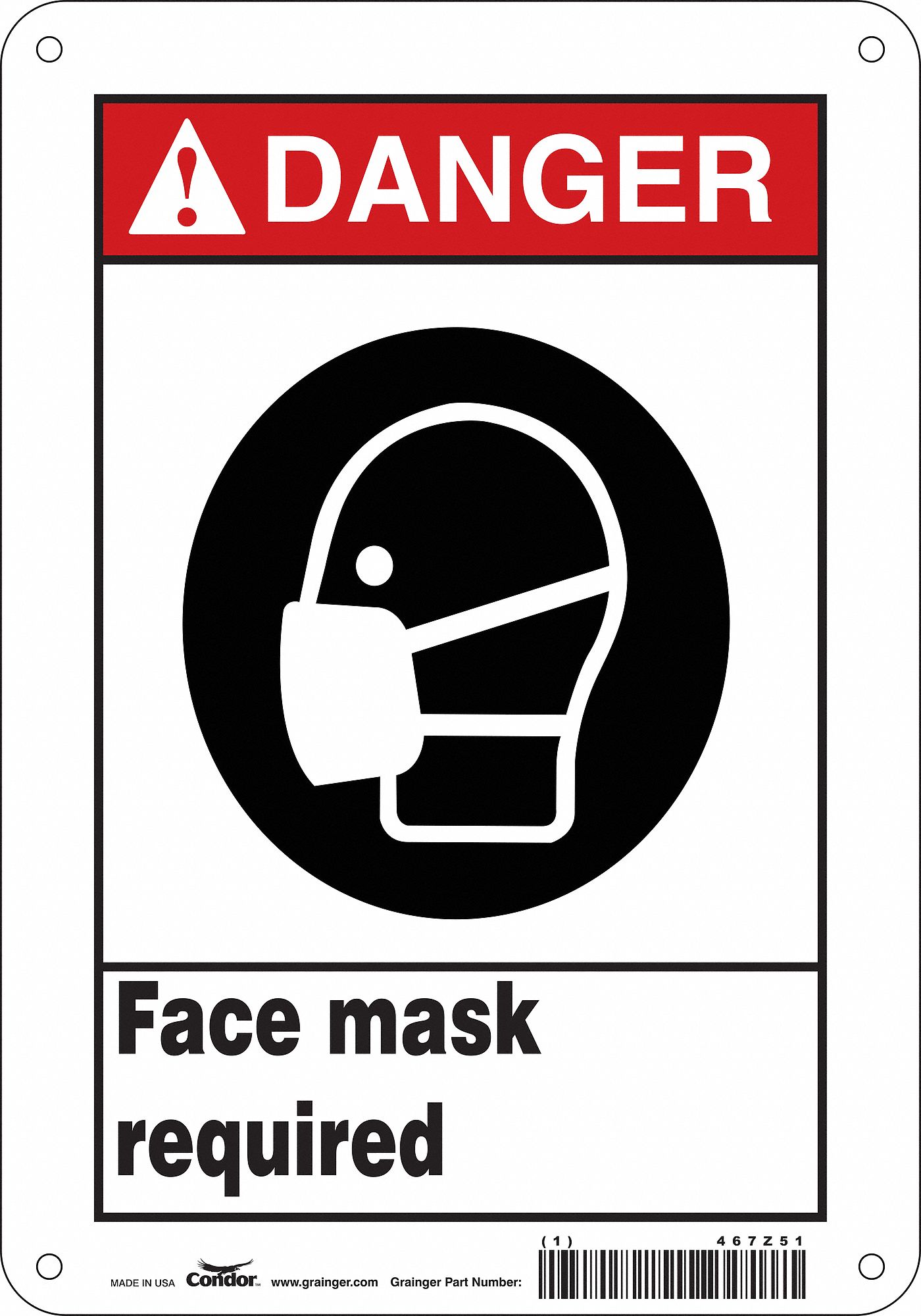 Safety Sign, 10 in x 7 in, Polyethylene