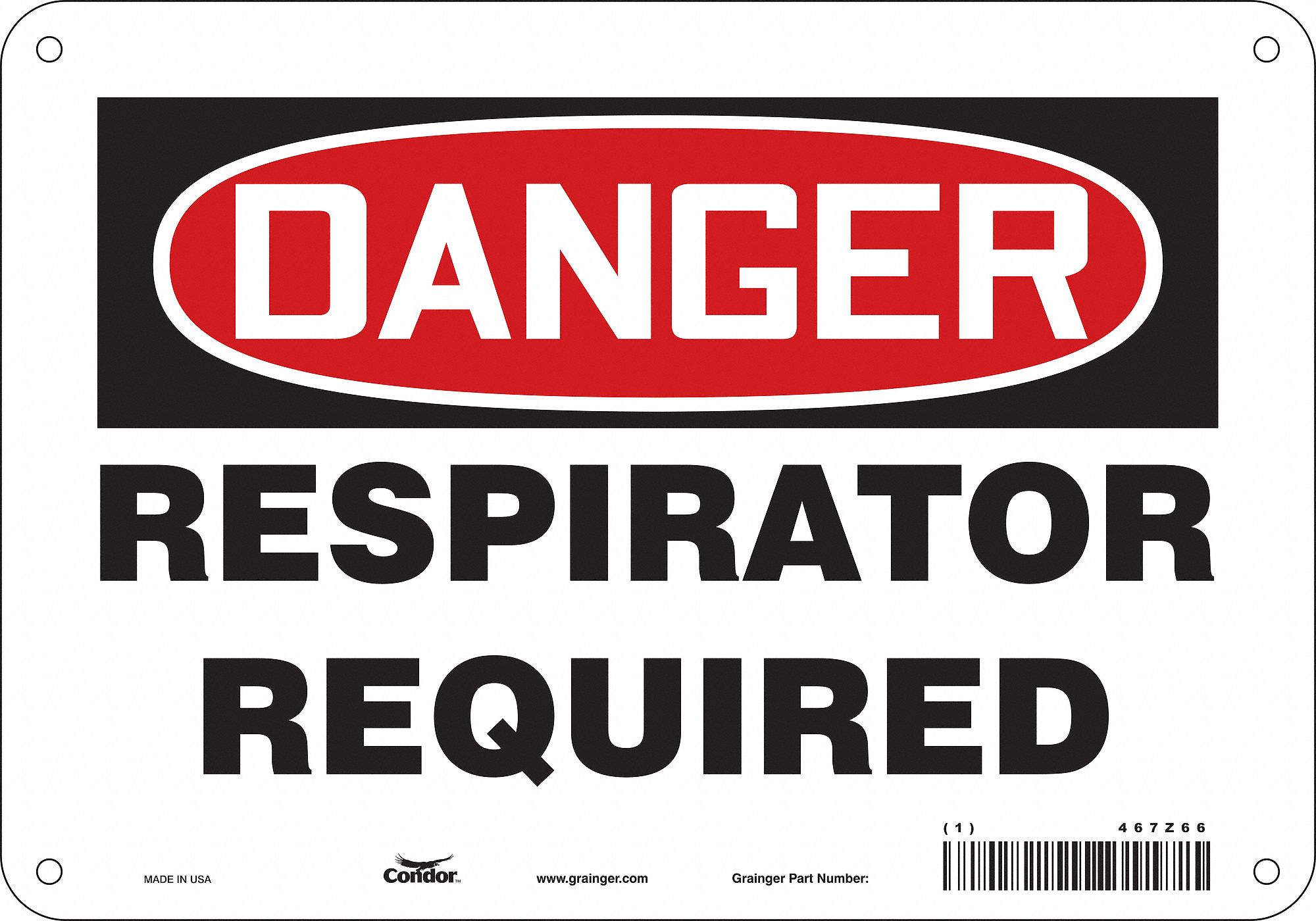 Safety Sign: Aluminum, Mounting Holes Sign Mounting, 7 in x 10 in Nominal Sign Size, 0.032 in Thick