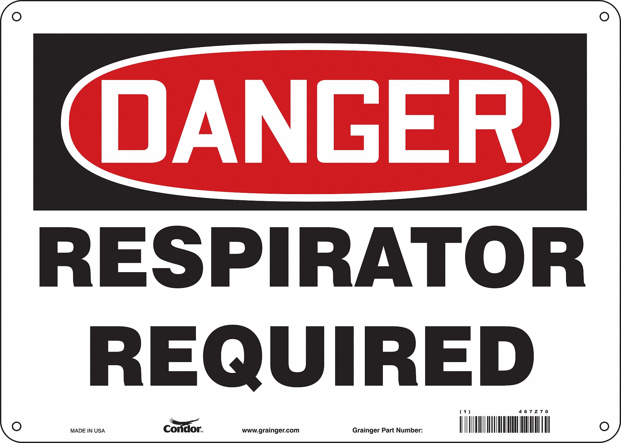 Safety Sign: Polyethylene, Mounting Holes Sign Mounting, 10 in x 14 in Nominal Sign Size, Danger