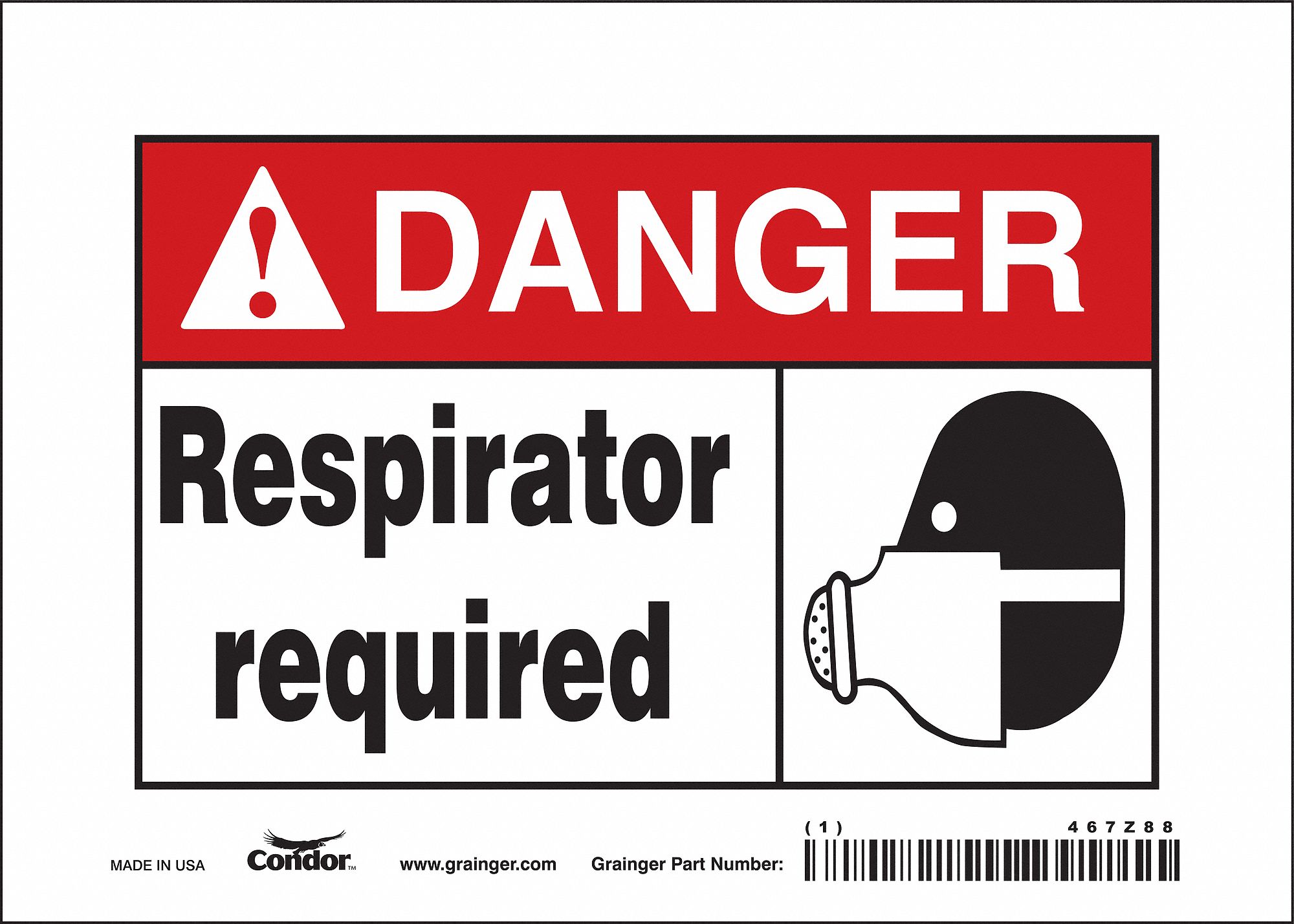 Safety Sign: Glow Vinyl, Adhesive Sign Mounting, 5 in x 7 in Nominal Sign Size, Not Retroreflective