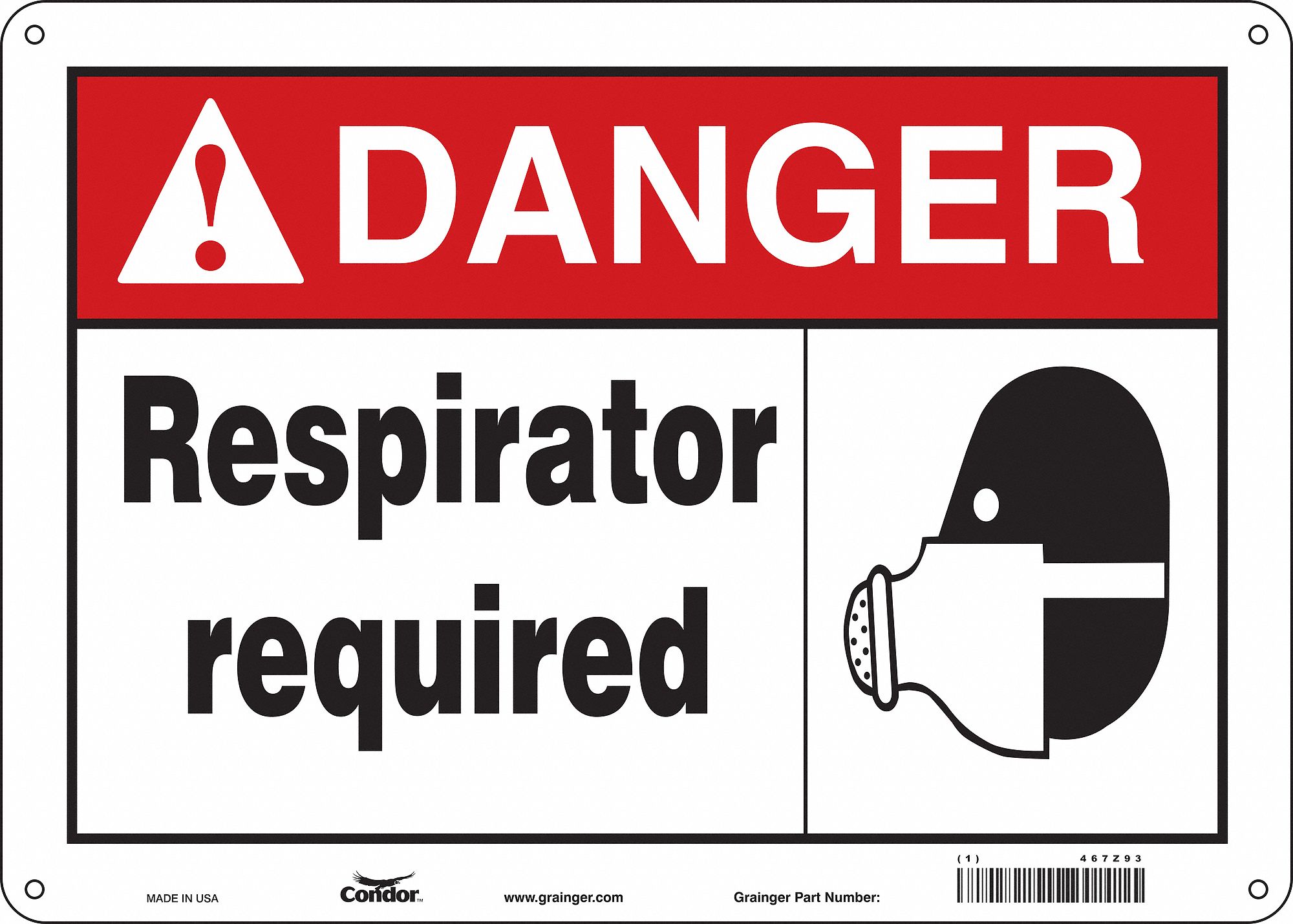 Safety Sign: Polyethylene, Mounting Holes Sign Mounting, 10 in x 14 in Nominal Sign Size, Danger
