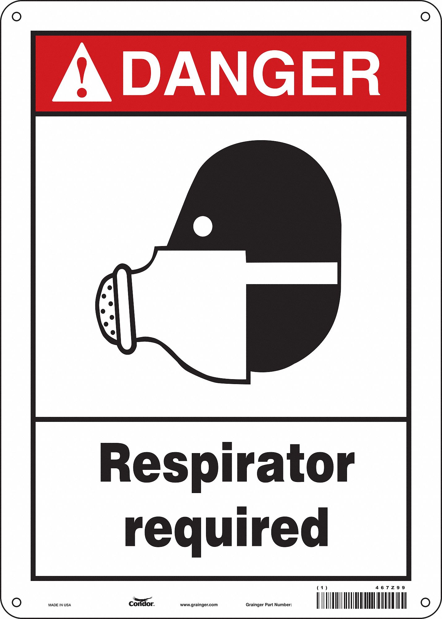 Safety Sign: Aluminum, Mounting Holes Sign Mounting, 14 in x 10 in Nominal Sign Size, 0.032 in Thick