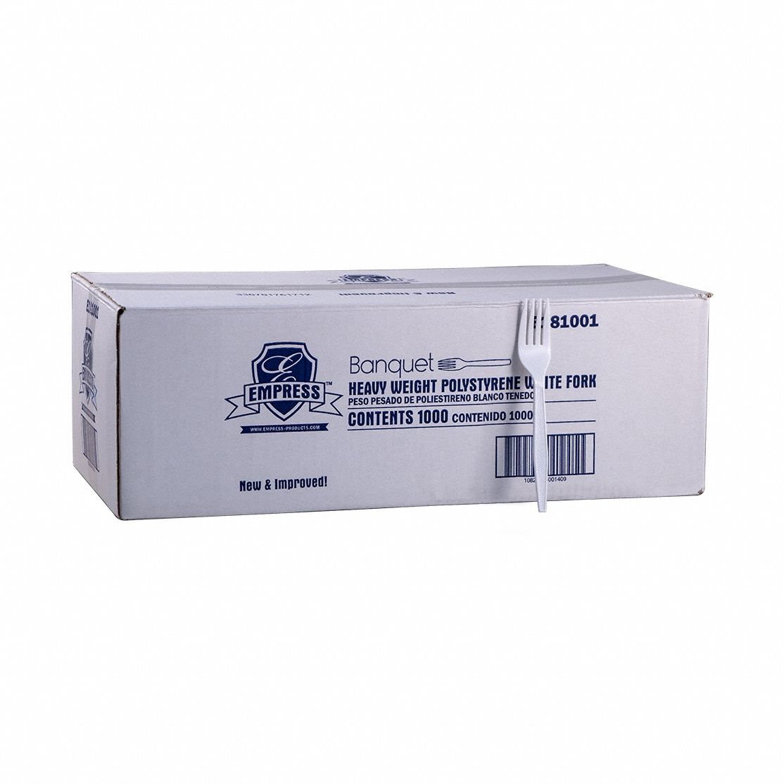 Disposable Fork: White, Heavy-Wt, Plastic, Unwrapped, 1, 000 PK