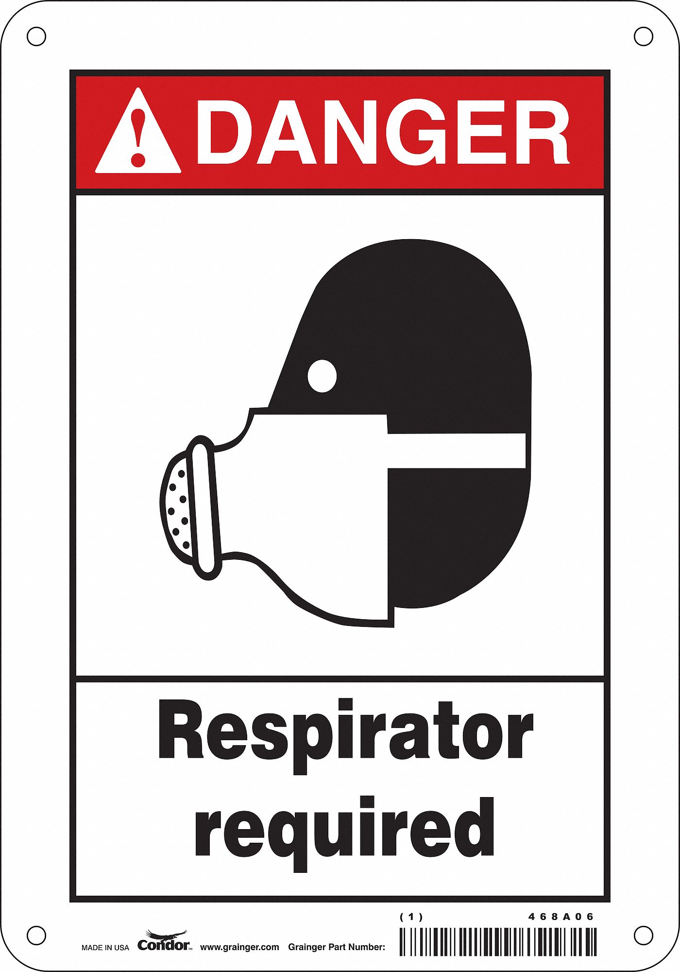 Safety Sign: Polyethylene, Mounting Holes Sign Mounting, 10 in x 7 in Nominal Sign Size, Danger