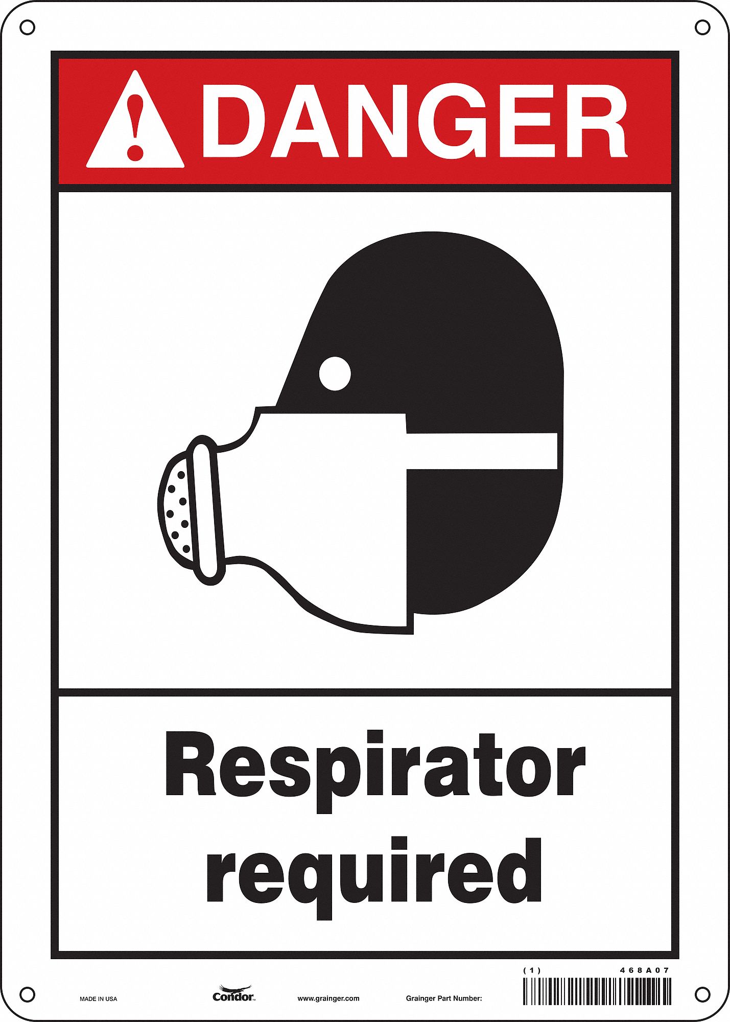 Safety Sign: Polyethylene, Mounting Holes Sign Mounting, 14 in x 10 in Nominal Sign Size, Danger