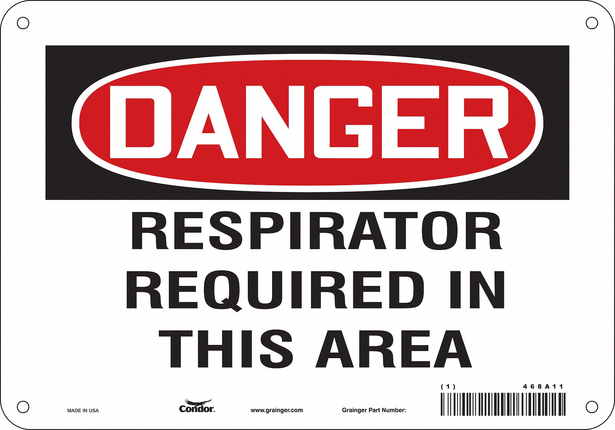 Safety Sign: Aluminum, Mounting Holes Sign Mounting, 7 in x 10 in Nominal Sign Size, 0.032 in Thick