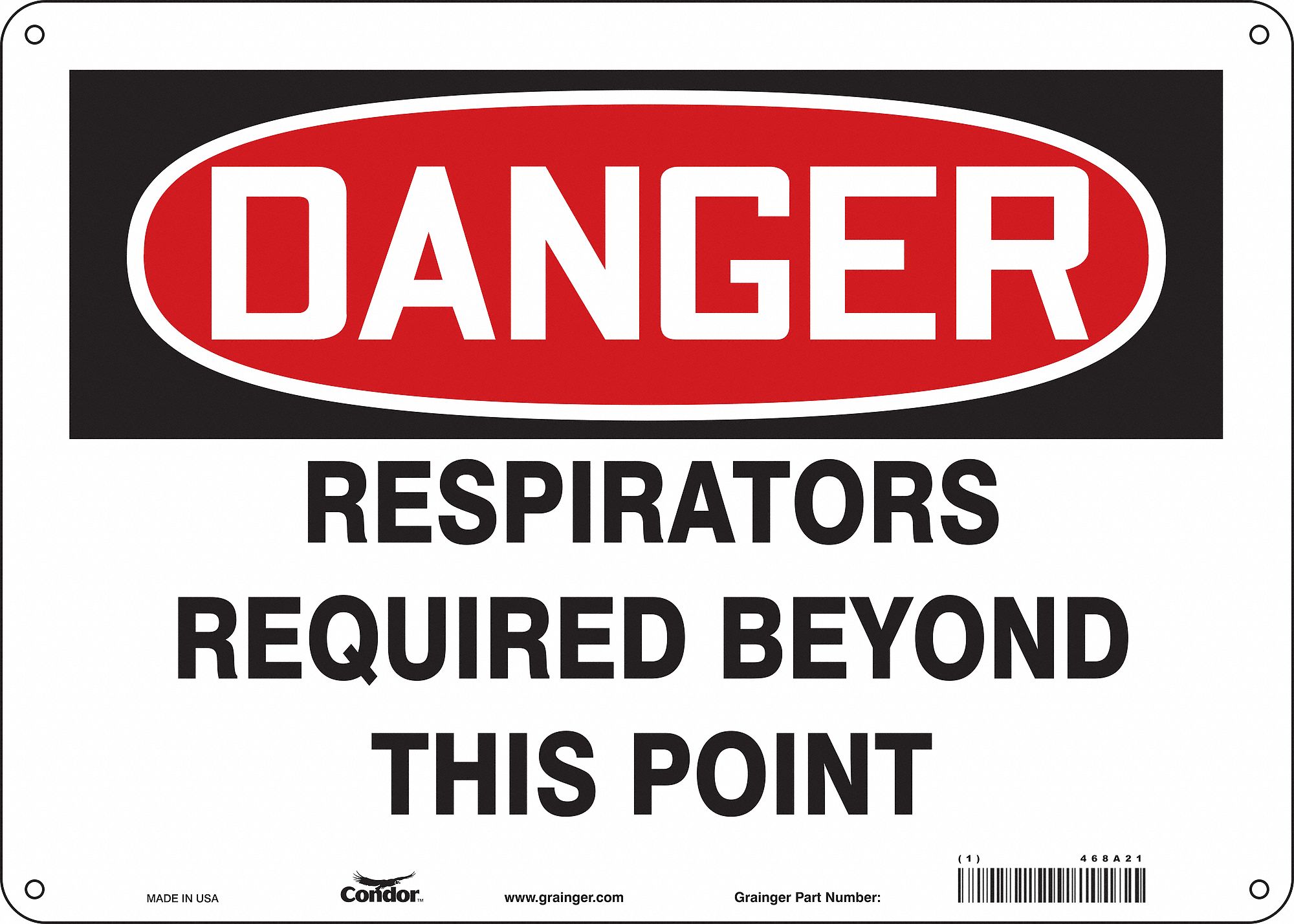 Safety Sign: Polyethylene, Mounting Holes Sign Mounting, 10 in x 14 in Nominal Sign Size, Danger