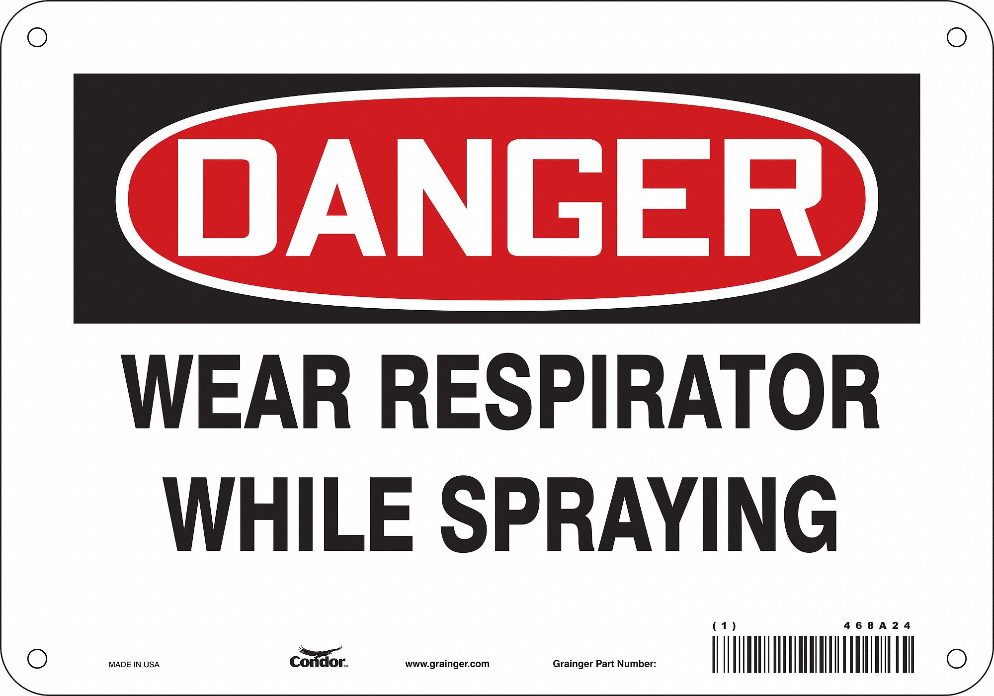 Safety Sign: Aluminum, Mounting Holes Sign Mounting, 7 in x 10 in Nominal Sign Size, 0.032 in Thick
