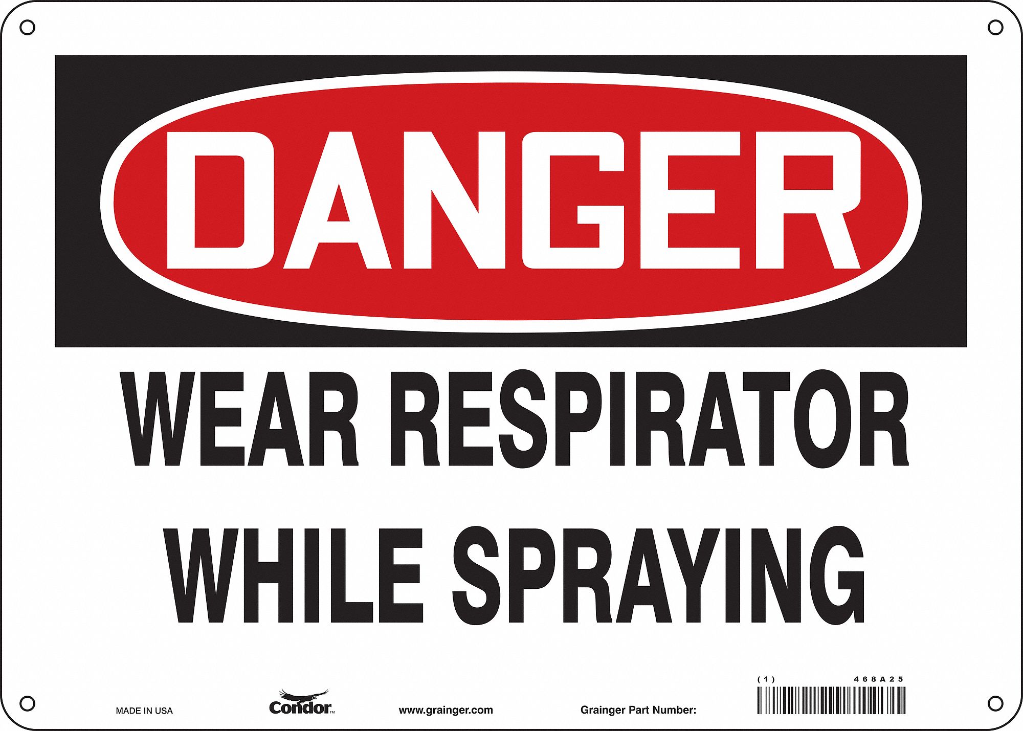 Safety Sign: Aluminum, Mounting Holes Sign Mounting, 10 in x 14 in Nominal Sign Size, 0.032 in Thick