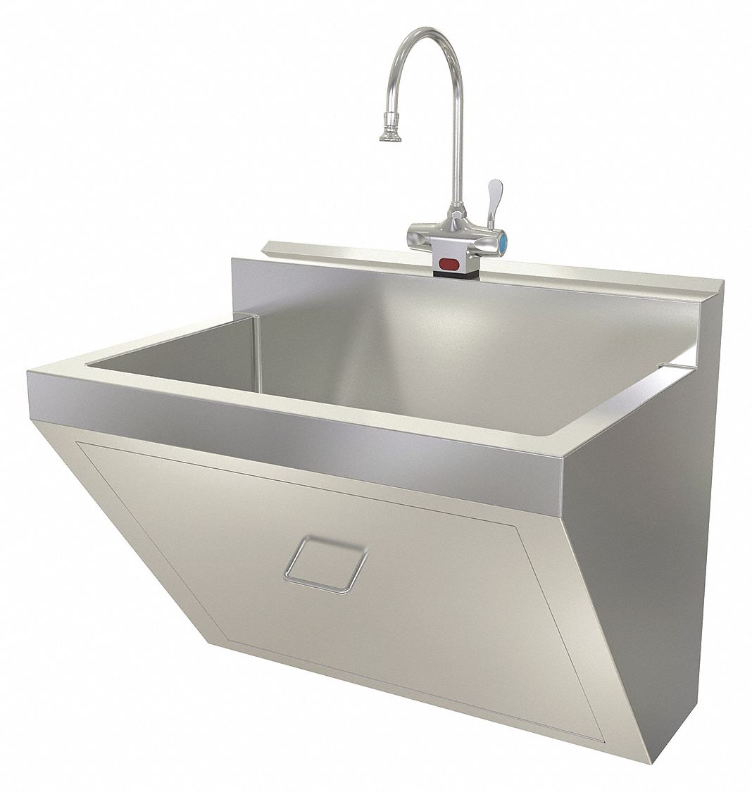 Stainless Steel Scrub Sink With Faucet Wall Mounting Type Stainless