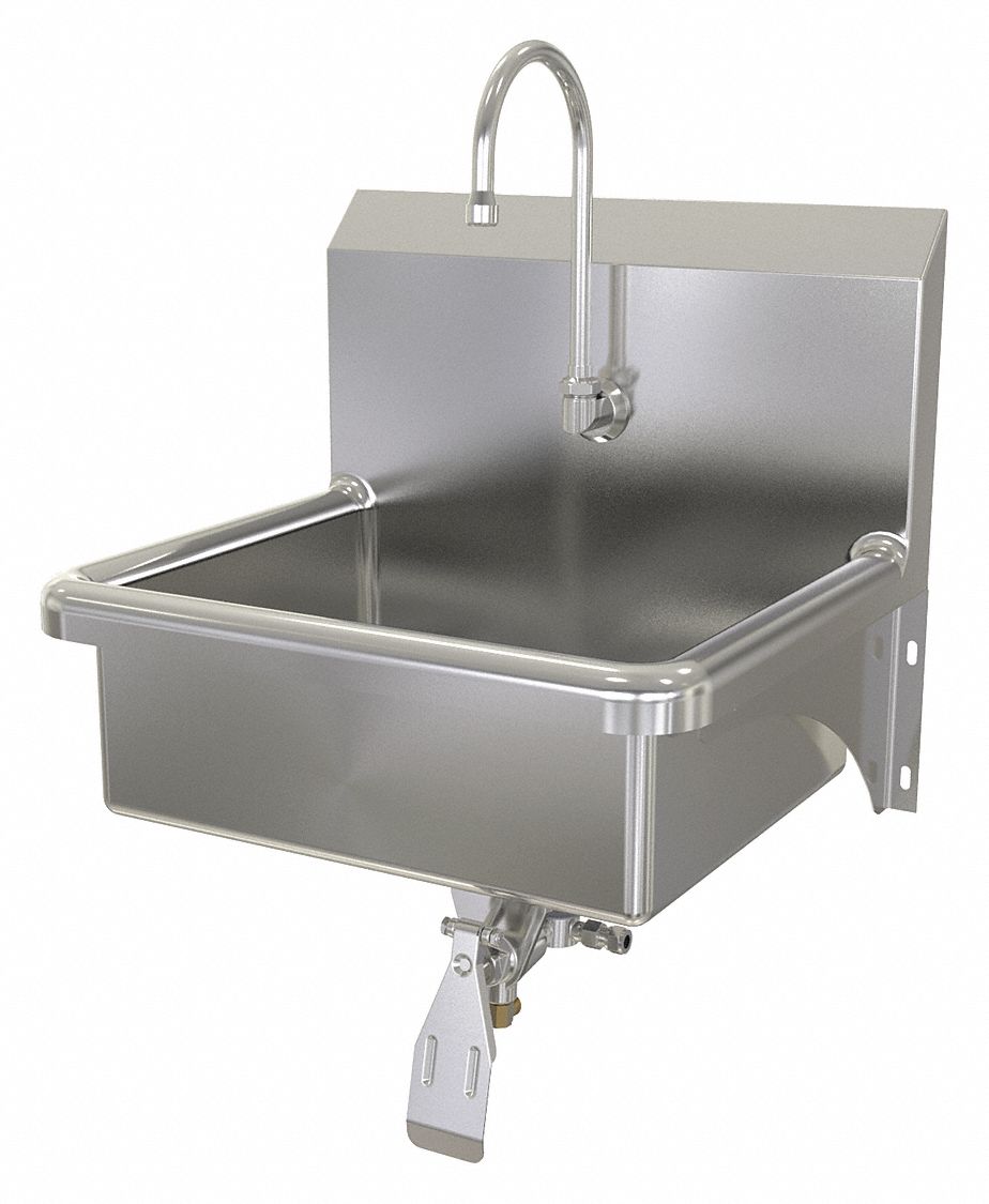 Hand Sink: 1 Stations, 7 in Bowl Dp, 17 in Bowl Lg, 14 in Bowl Wd, Faucet Included, 16 ga